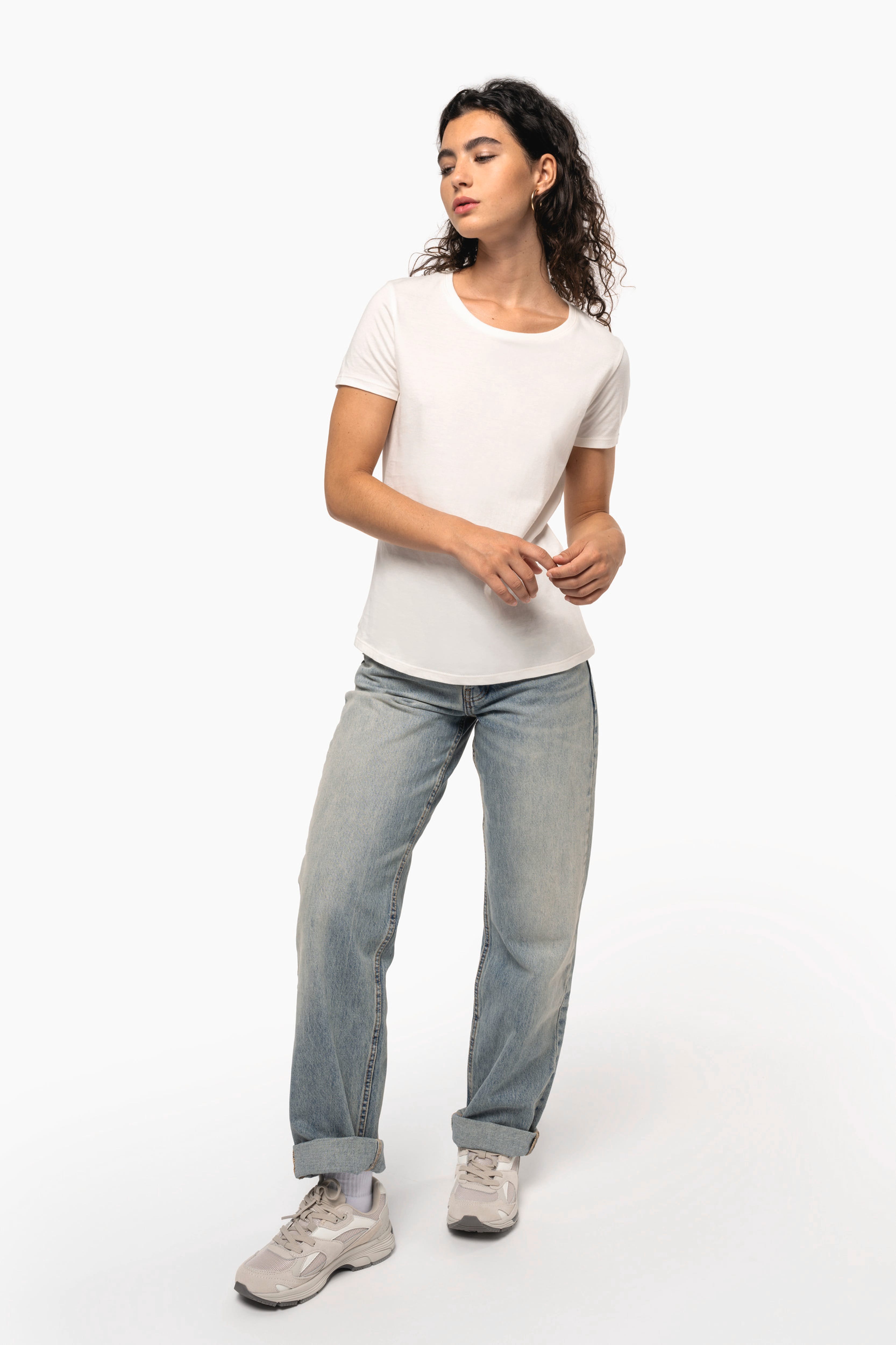 T-shirt bio 190 femme personnalisable porté, vue de dos