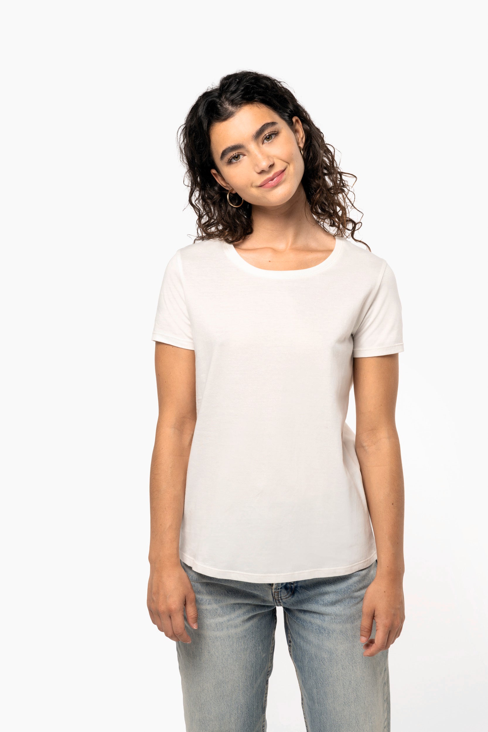 T-shirt bio 190 femme personnalisable, détail de coupe