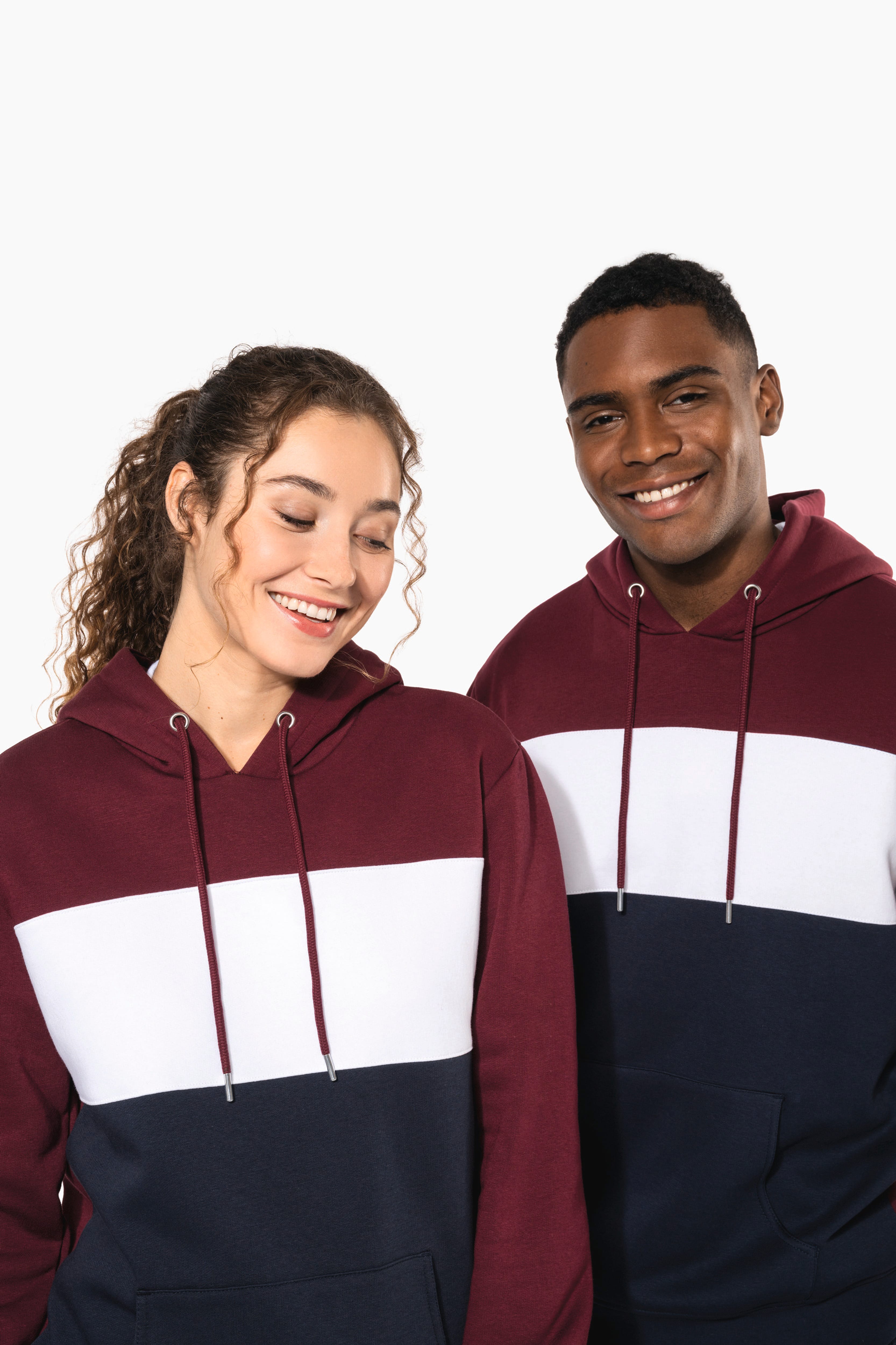 Hoodie tricolore unisexe porte - visuel 10