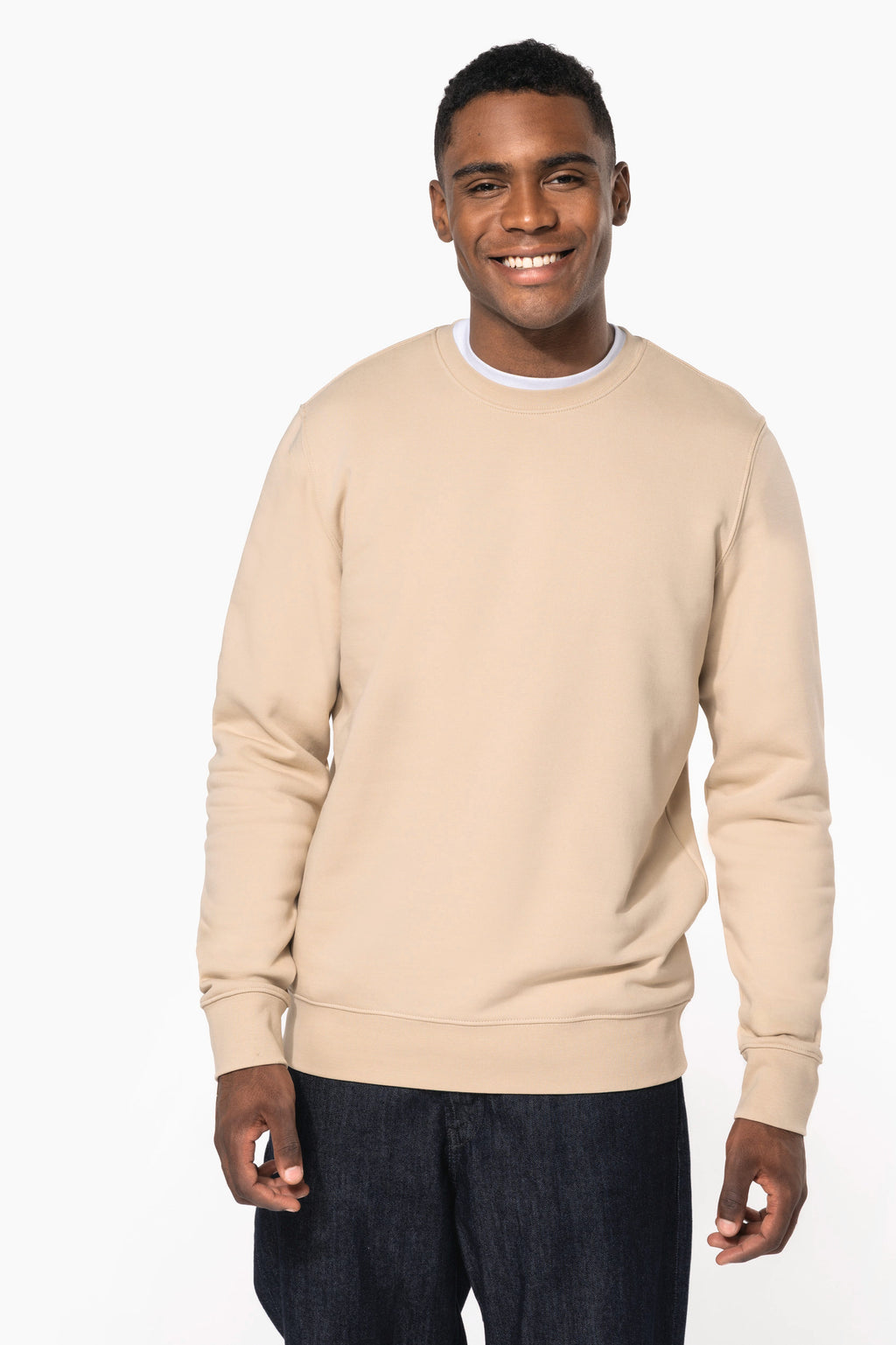 Sweatshirt col rond unisexe porté — visuel 1