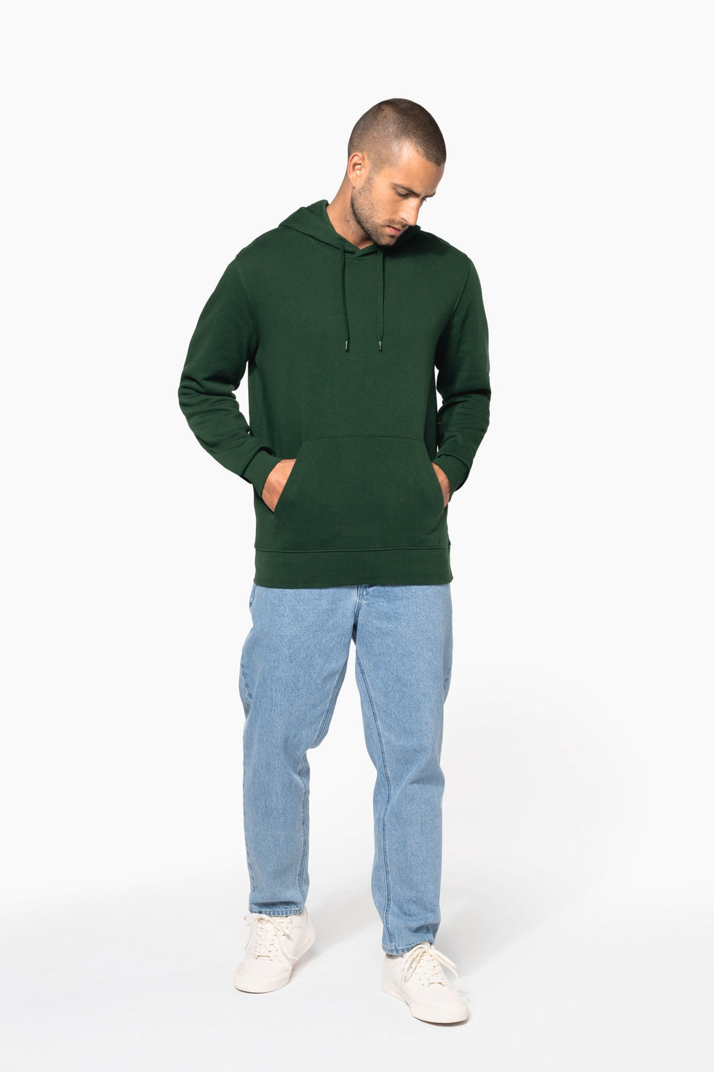 Hoodie coton bio homme porté — vue 3
