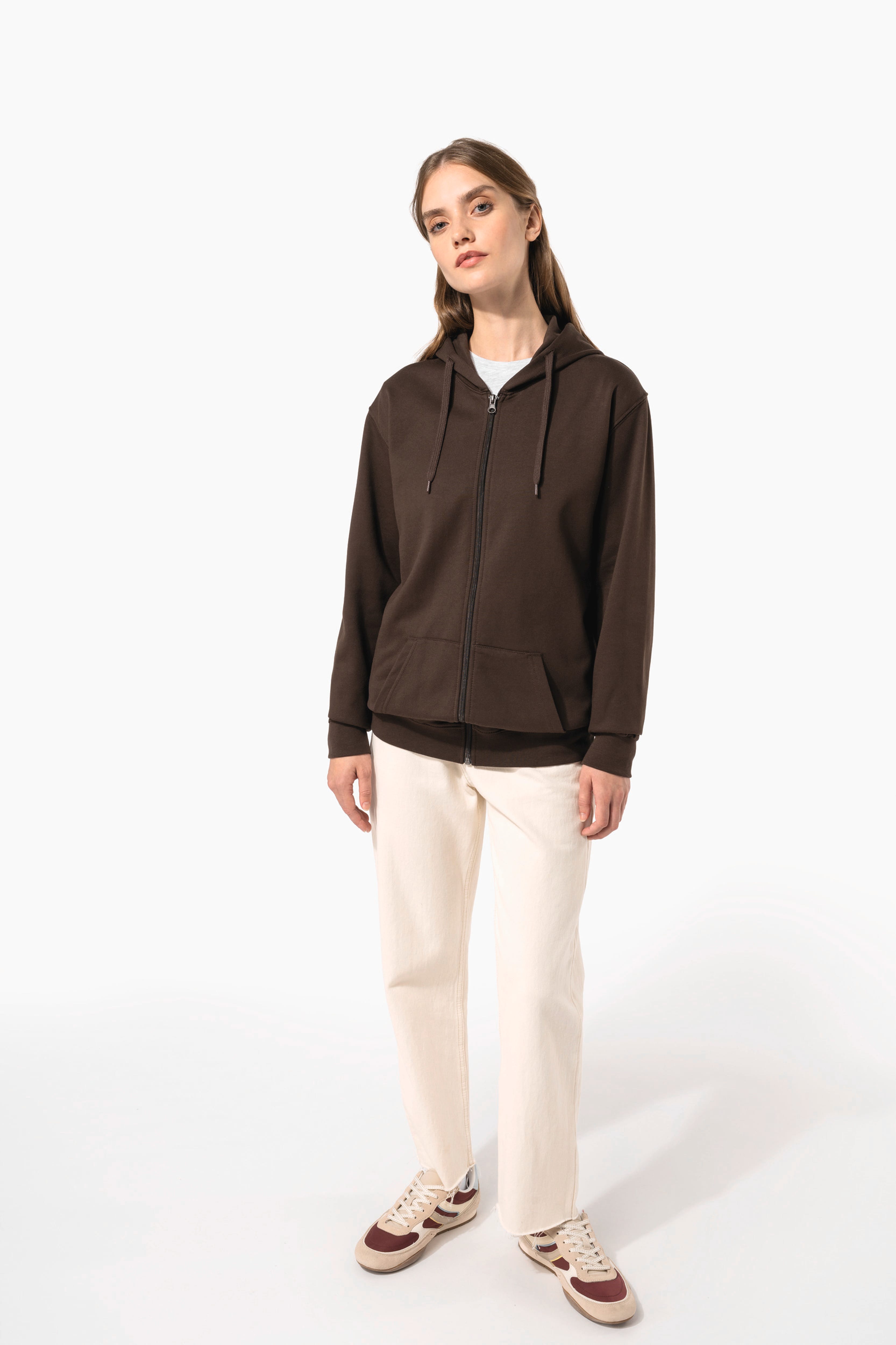 Sweat zippé à capuche unisexe personnalisable — visuel porté 10