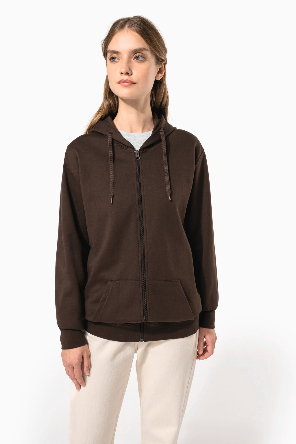 Sweat zippé à capuche unisexe personnalisable — visuel porté 11