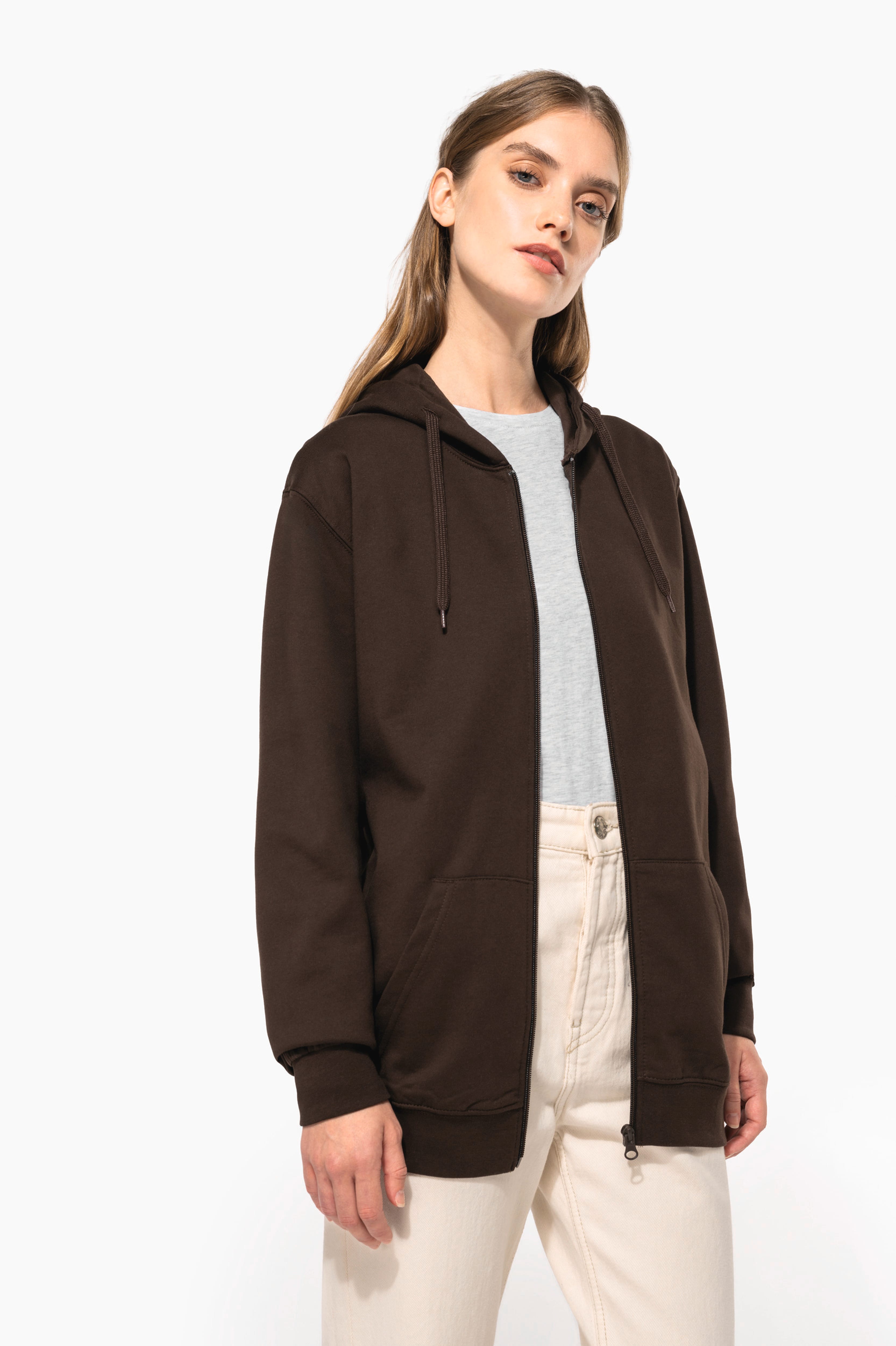 Sweat zippé à capuche unisexe personnalisable — visuel porté 13
