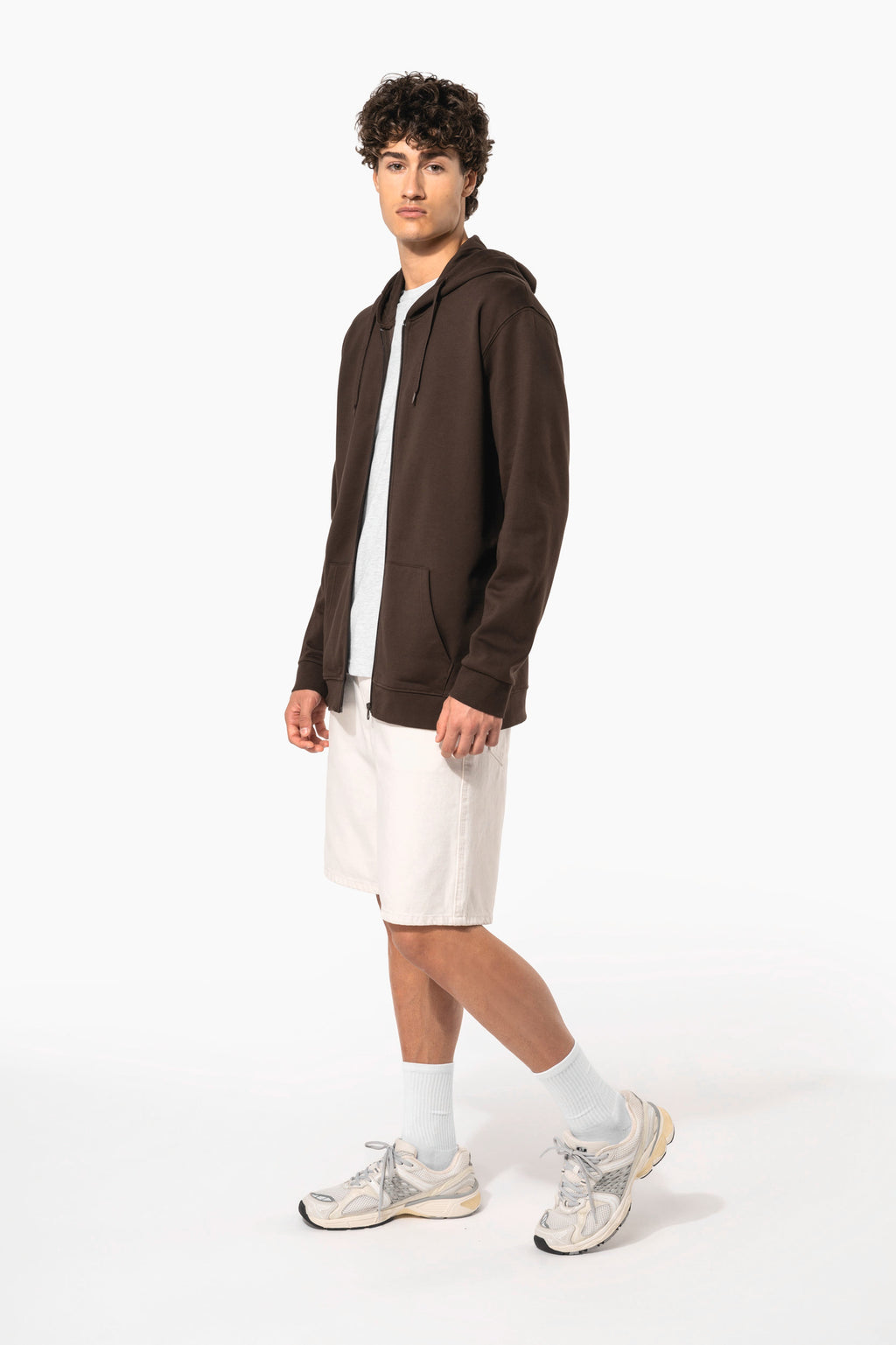 Sweat zippé à capuche unisexe personnalisable — visuel porté 2