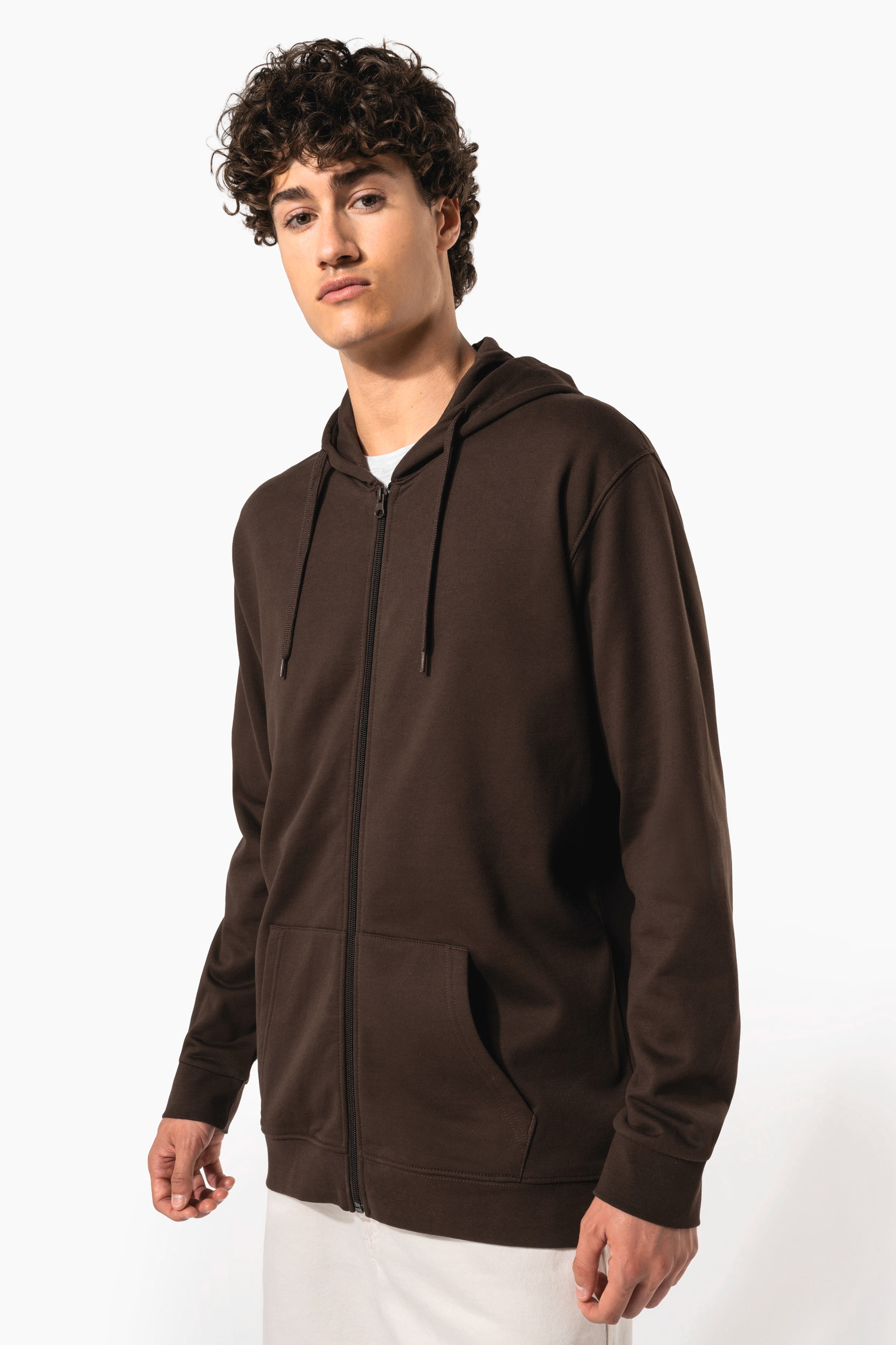 Sweat zippé à capuche unisexe personnalisable — visuel porté 4