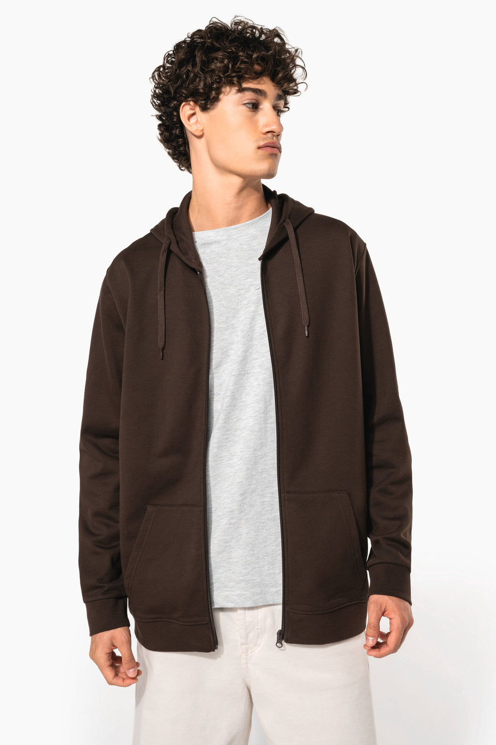 Sweat zippé à capuche unisexe personnalisable — visuel porté 1