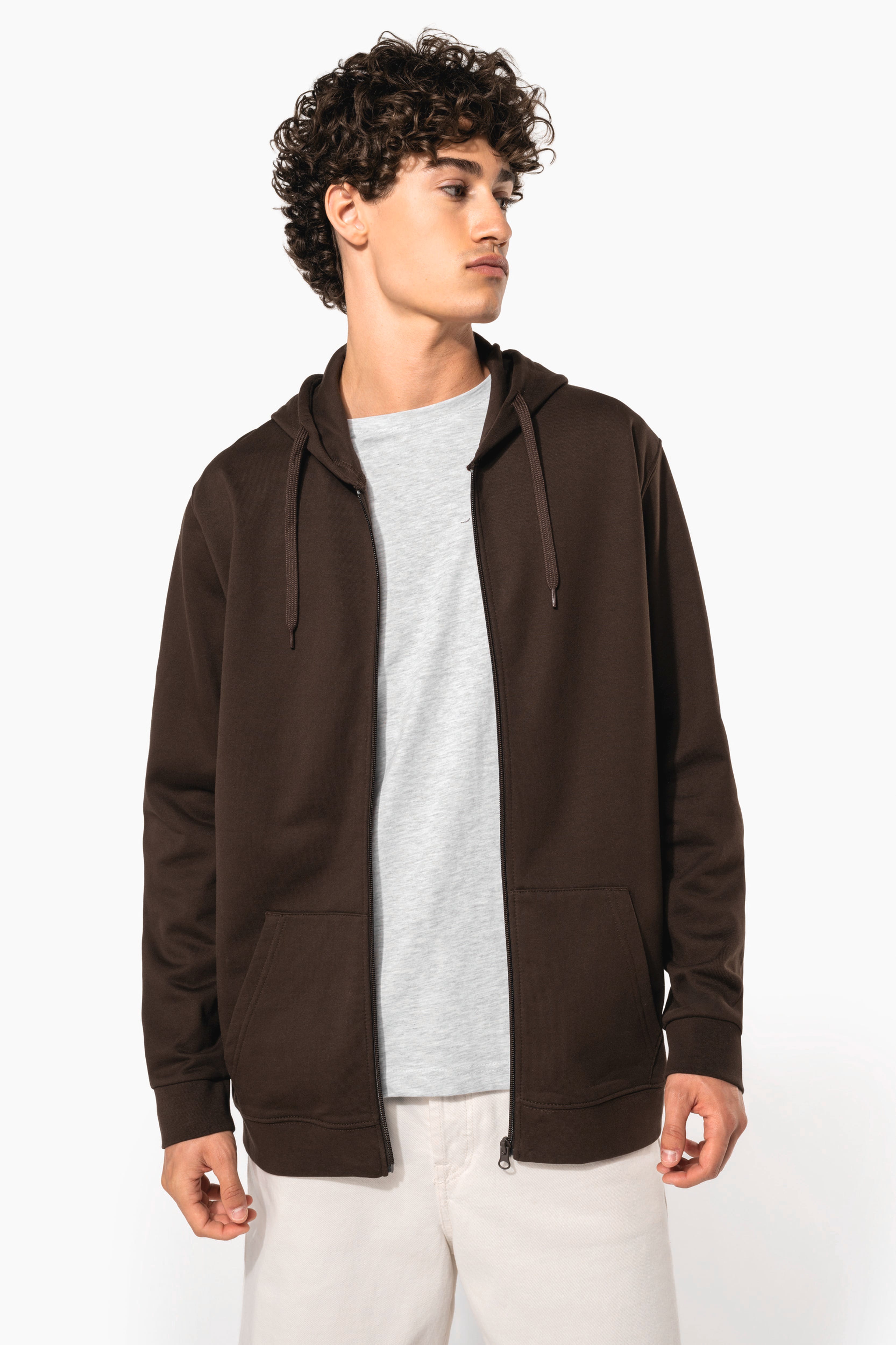Sweat zippé à capuche unisexe personnalisable — visuel porté 1