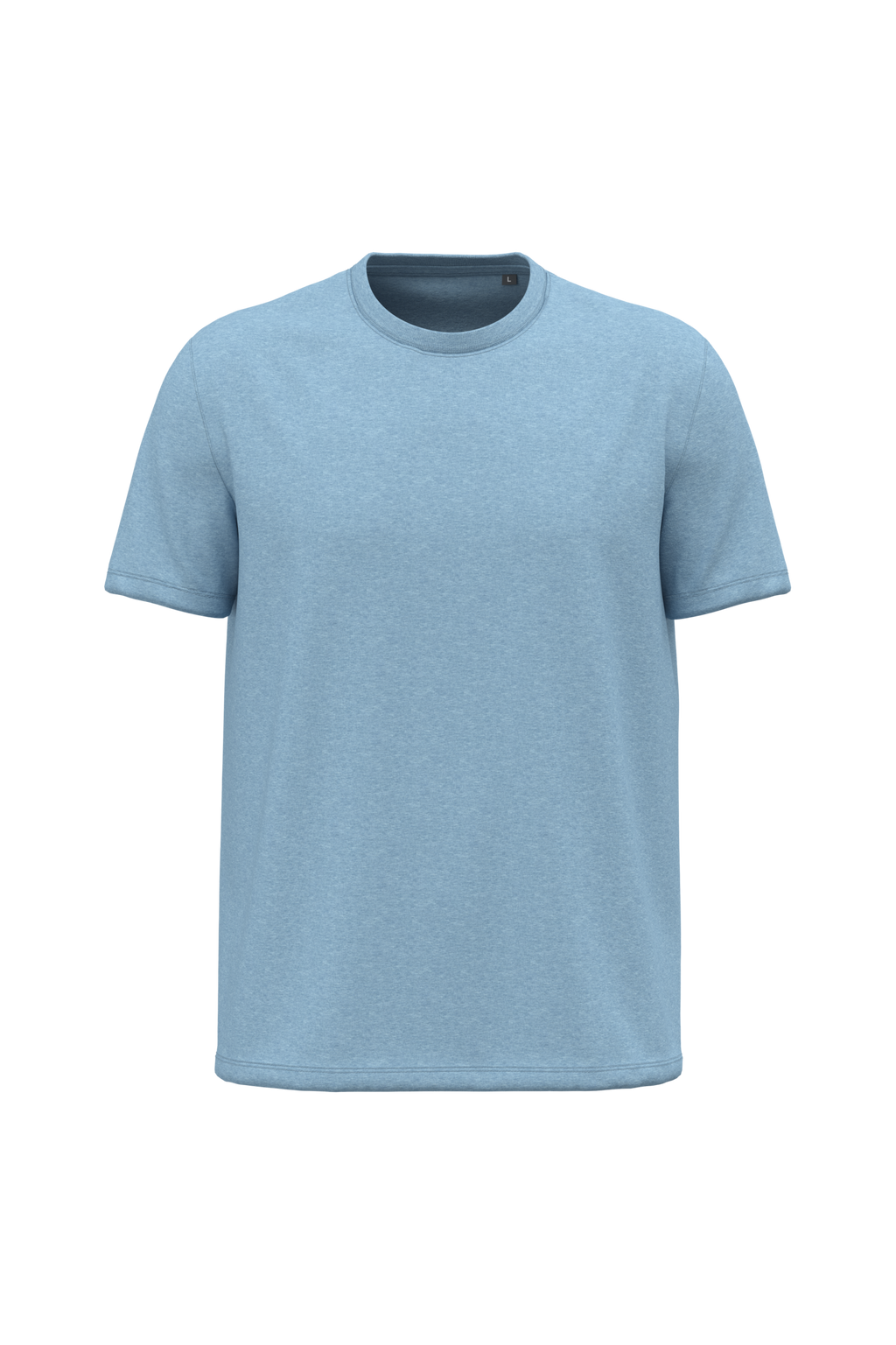 T-shirt bio 190 bleu nuage chiné, vue de face