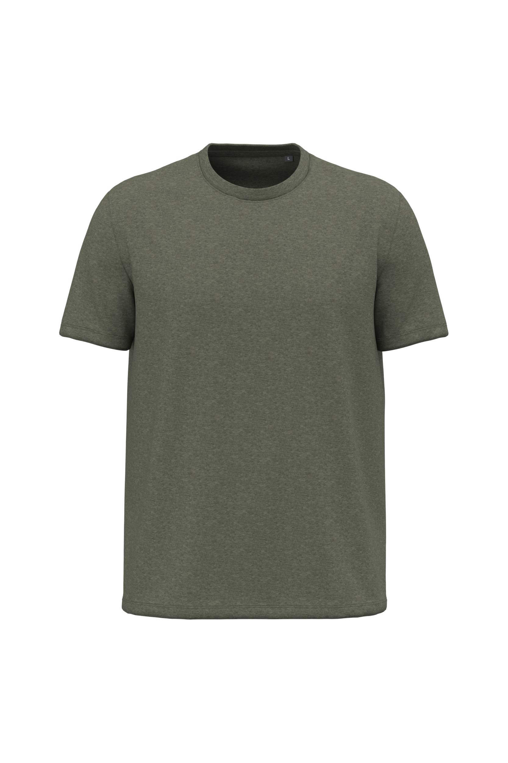 T-shirt bio 190 vert marbré chiné, vue de face