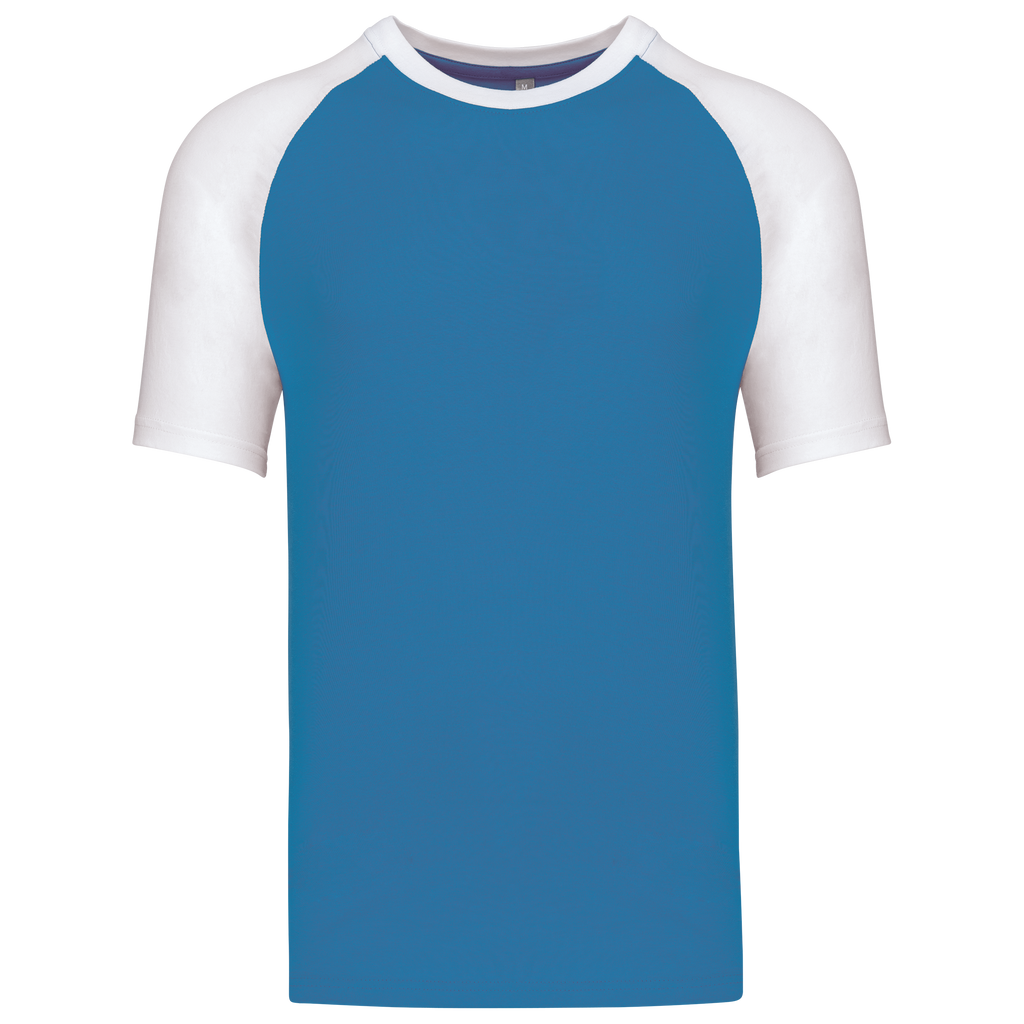 T-shirt baseball bicolore Aqua Blue / White — face