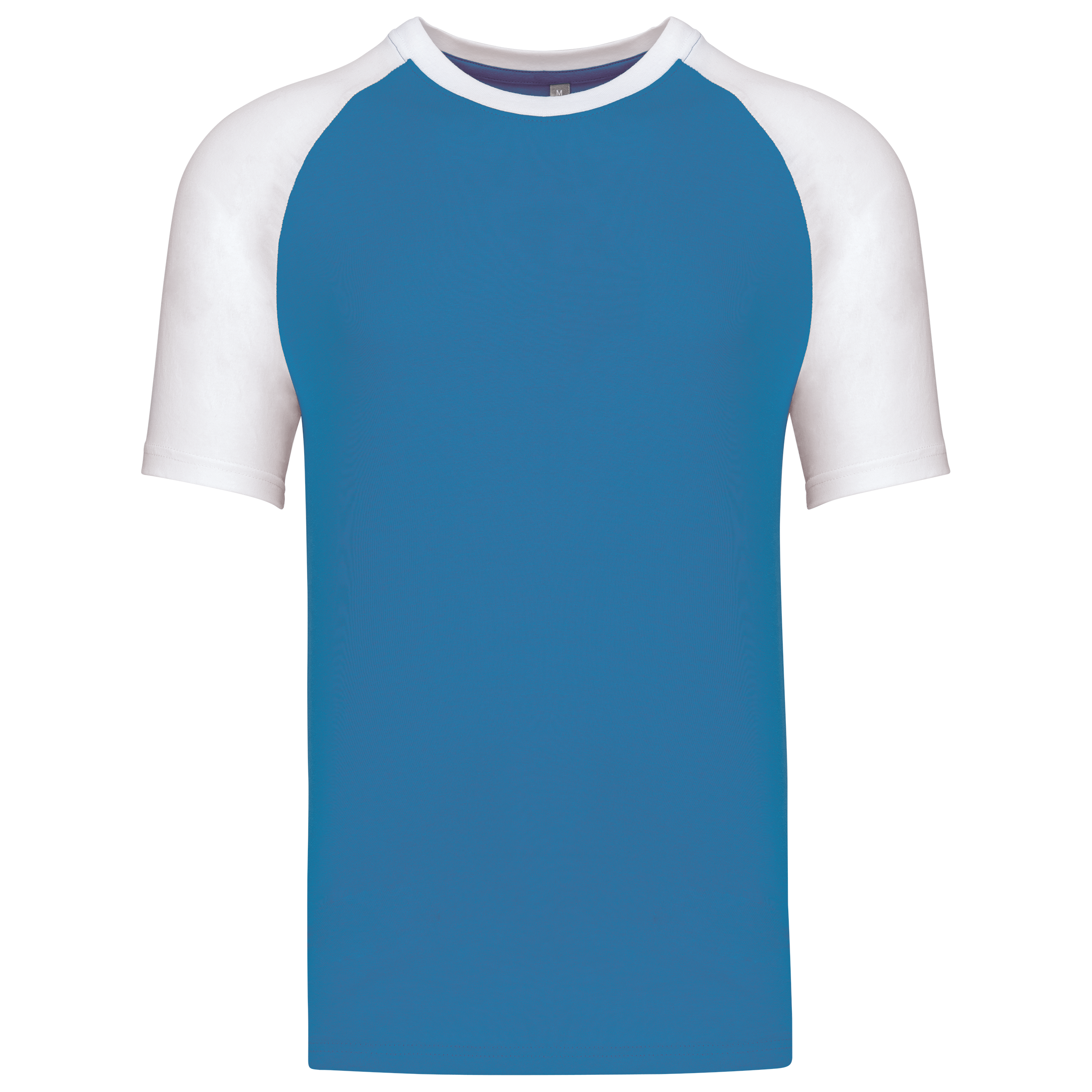 T-shirt baseball bicolore Aqua Blue / White — face