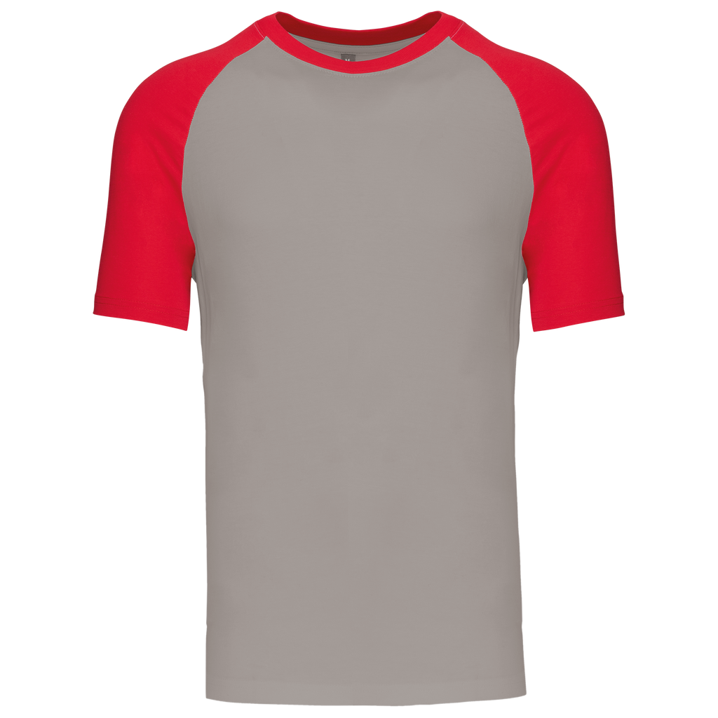 T-shirt baseball bicolore Light Grey / Red — face
