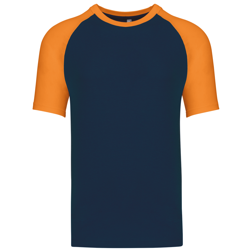 T-shirt baseball bicolore Navy / Orange — face