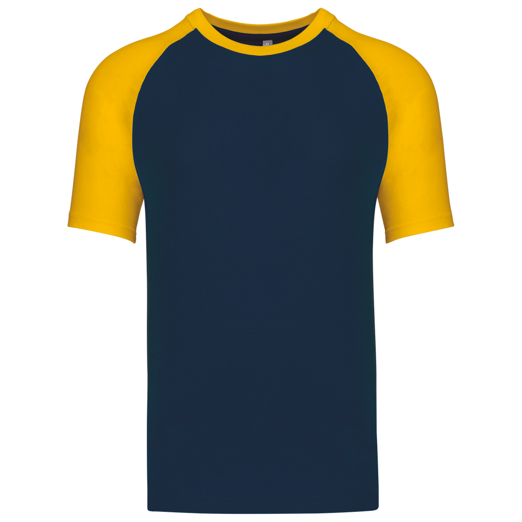 T-shirt baseball bicolore Navy / Yellow — face