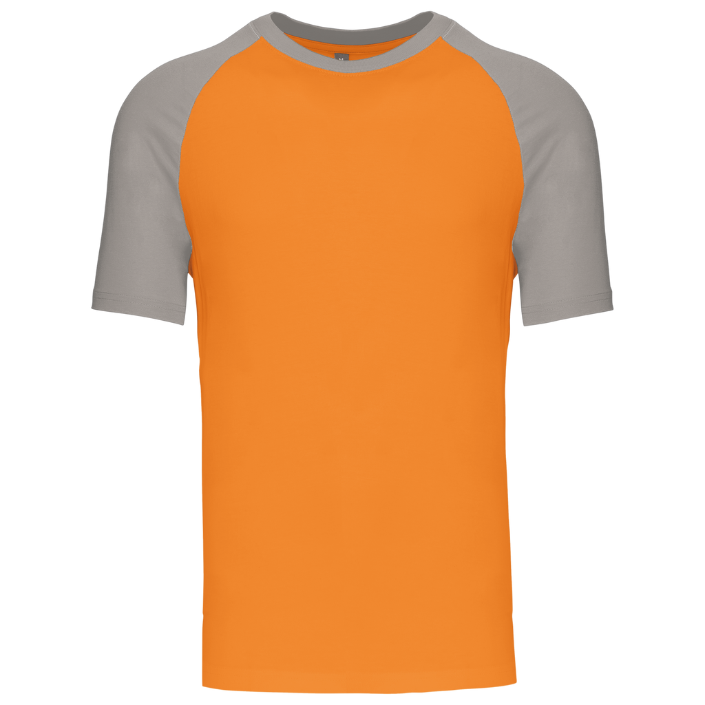T-shirt baseball bicolore Orange / Light Grey — face