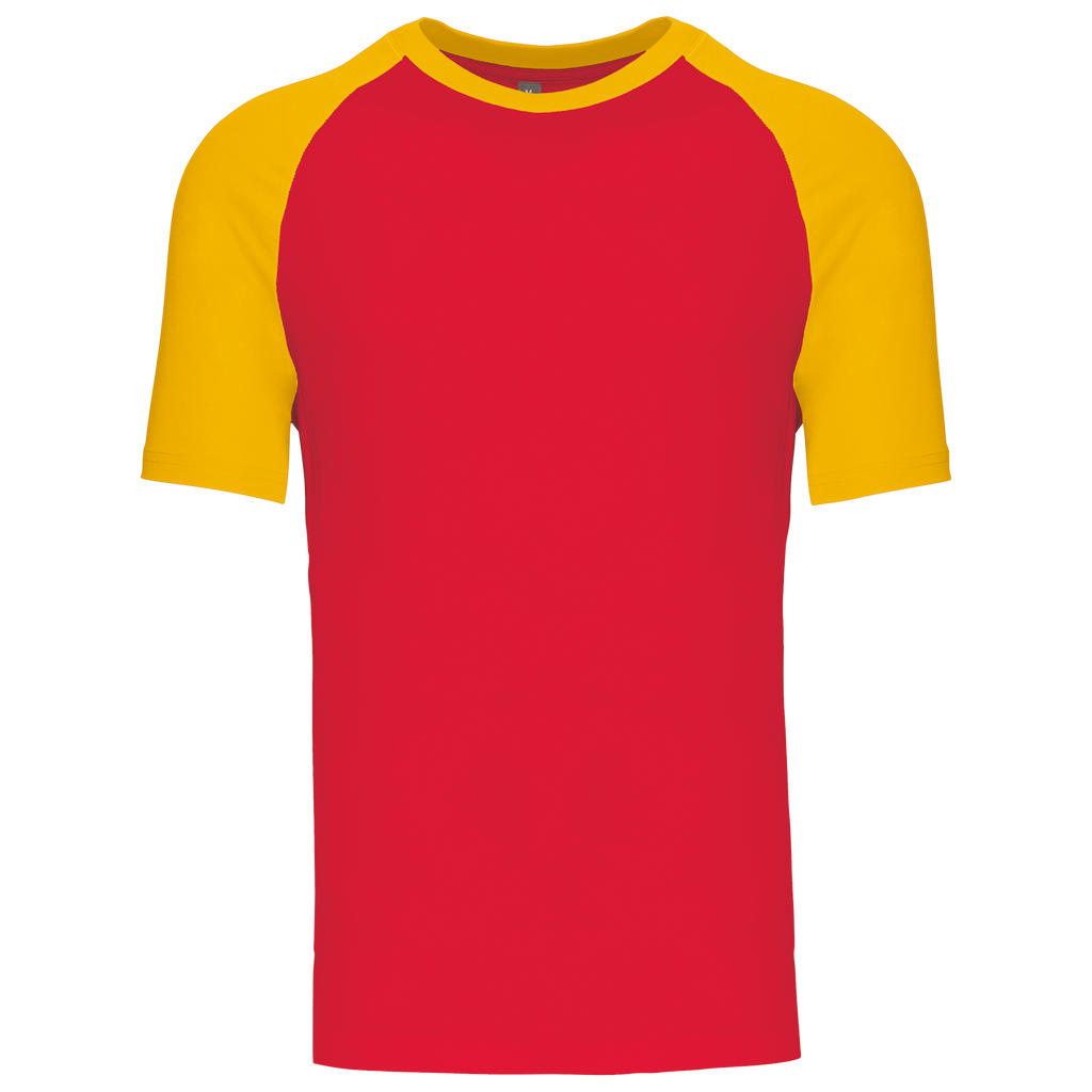 T-shirt baseball bicolore Red / Yellow — face