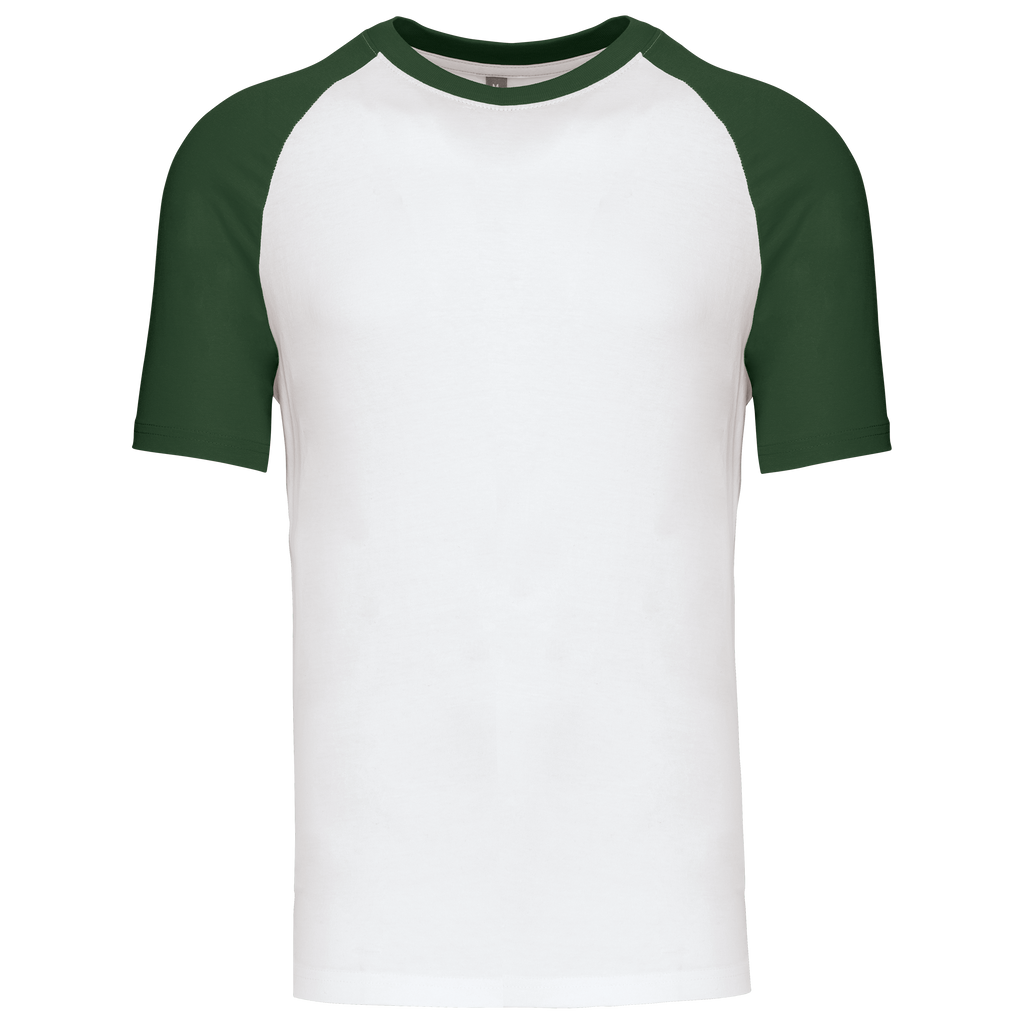 T-shirt baseball bicolore White / Forest Green — face