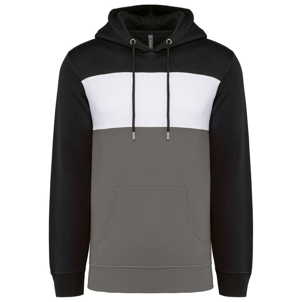 Hoodie tricolore Black / White / Basalt Grey - face