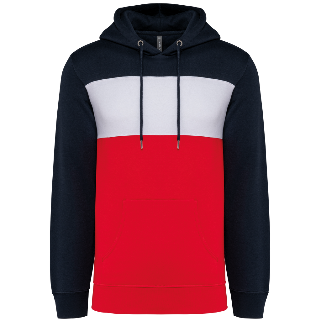 Hoodie tricolore Navy / White / Red - face