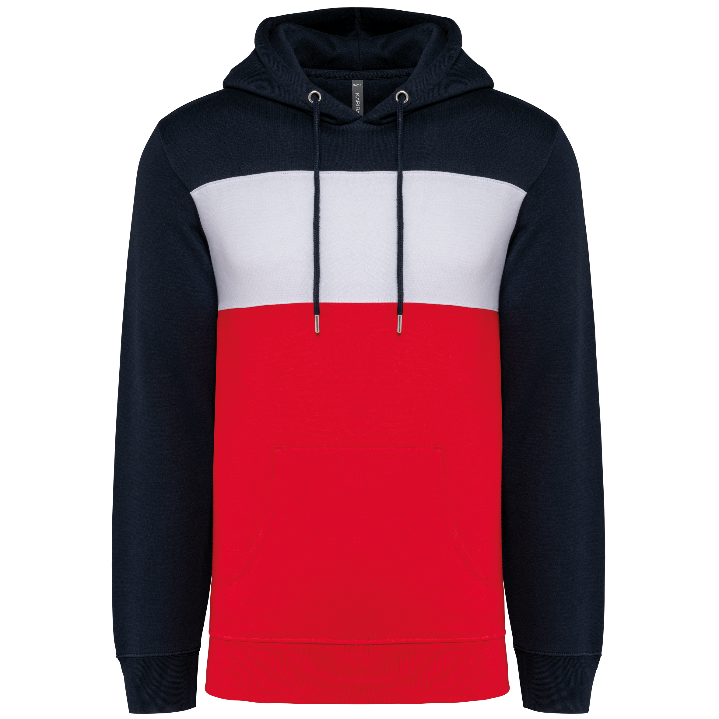 Hoodie tricolore Navy / White / Red - face