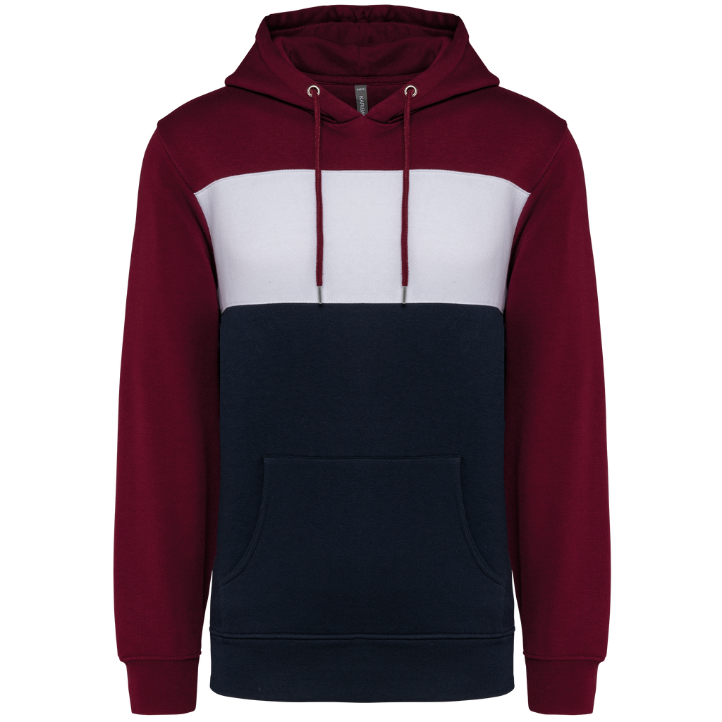 Hoodie tricolore Wine / White / Navy - face