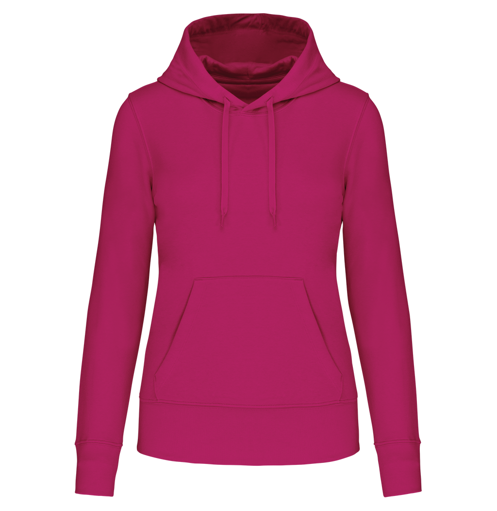 Hoodie coton bio femme — Fuchsia, face