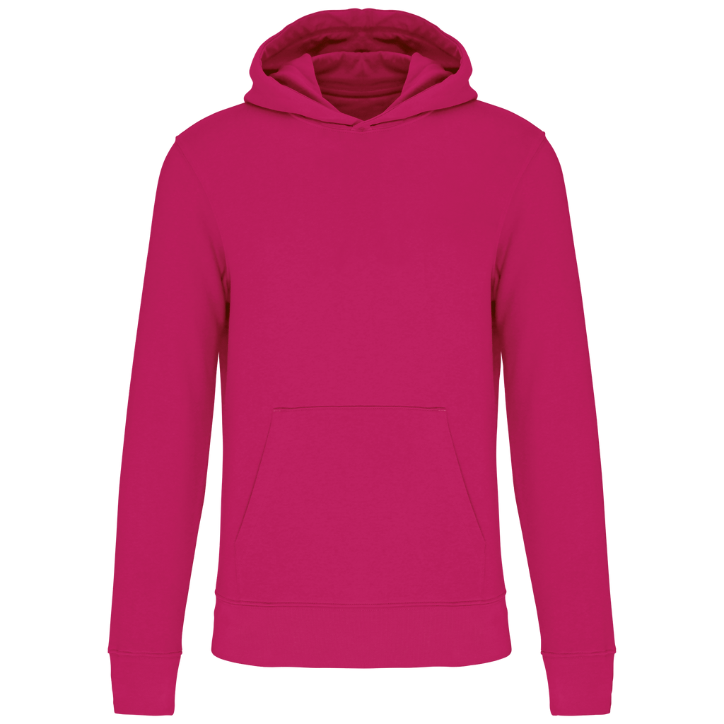 Sweat à capuche coton bio enfant — Fuchsia, face