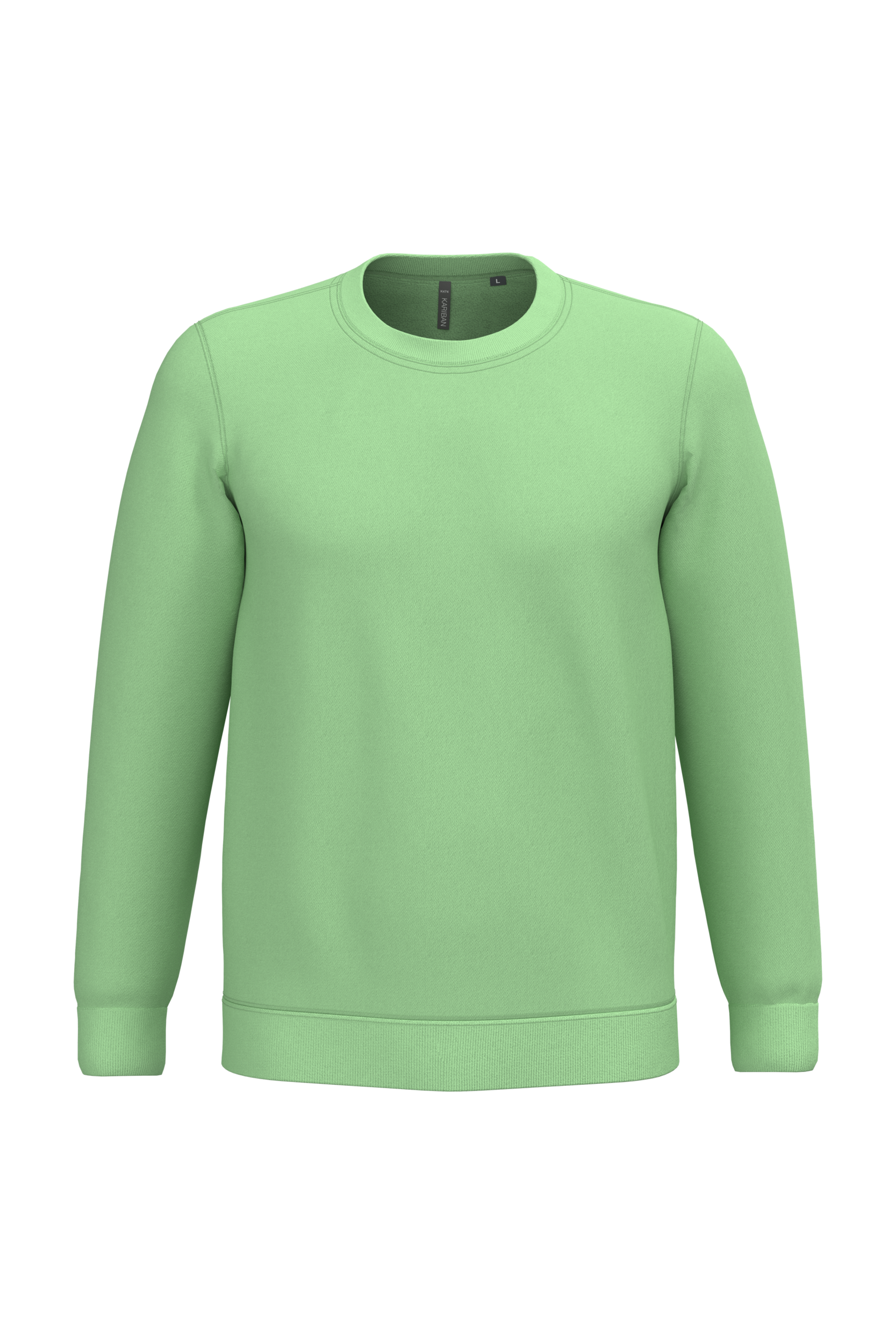 Sweatshirt col rond unisexe personnalisable — coloris Apple Green, vue de face