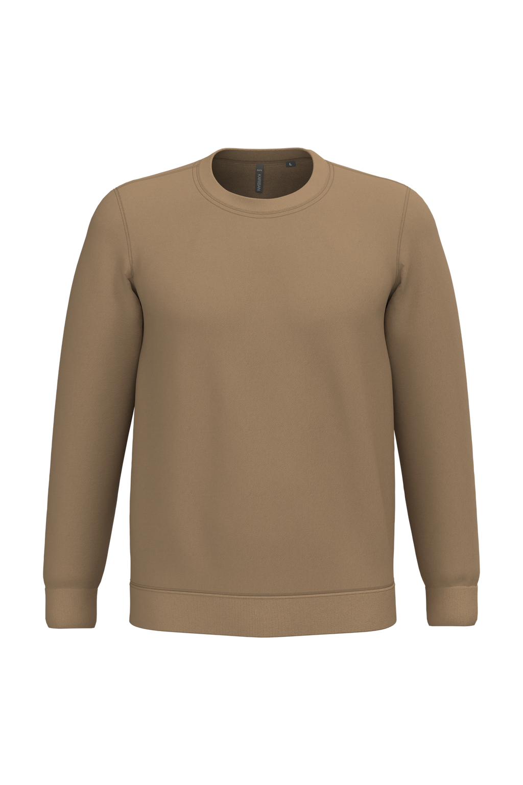 Sweatshirt col rond unisexe personnalisable — coloris Camel, vue de face