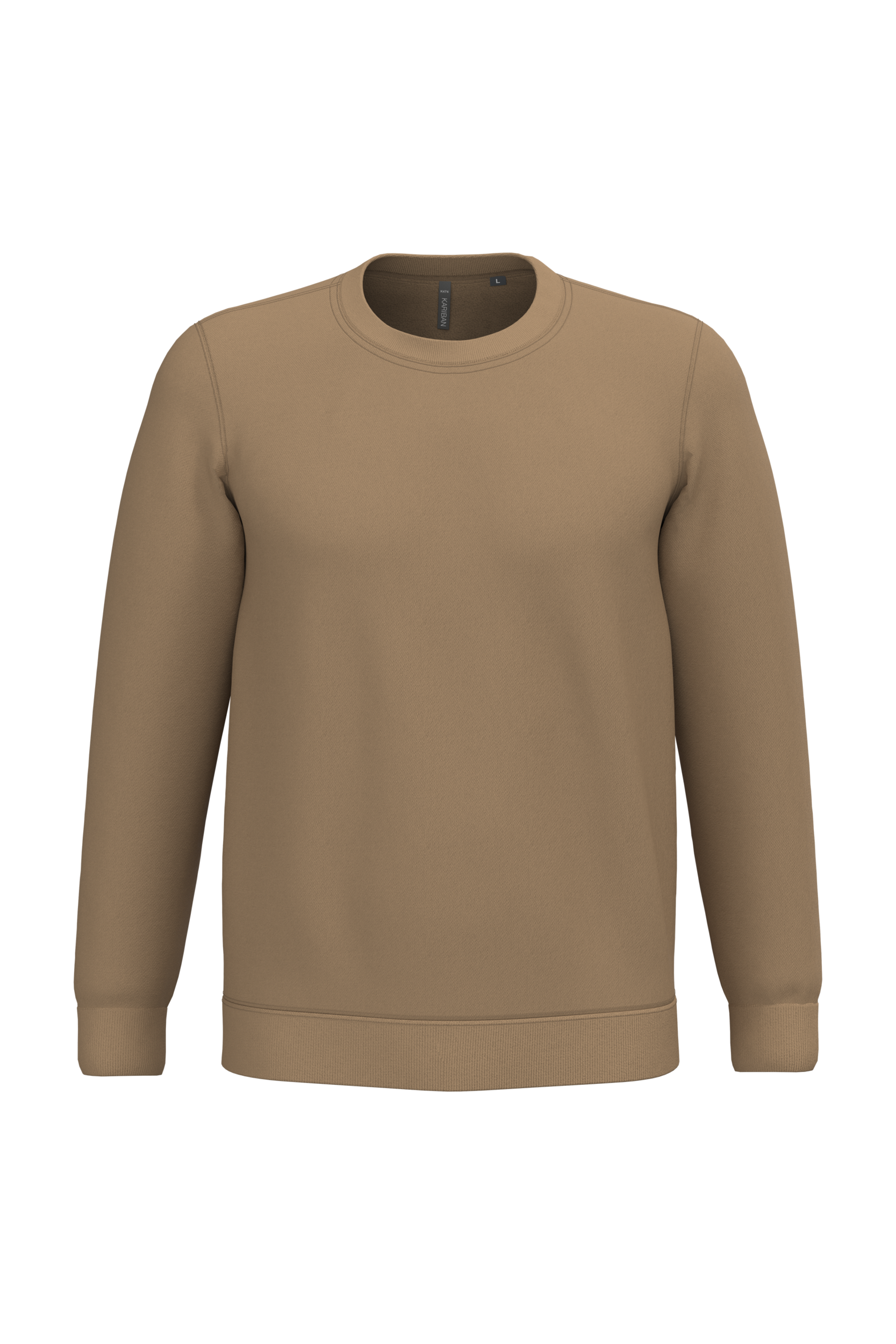 Sweatshirt col rond unisexe personnalisable — coloris Camel, vue de face