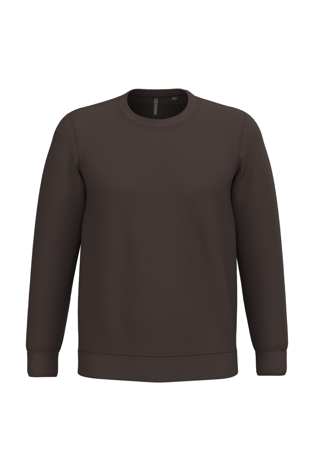 Sweatshirt col rond unisexe personnalisable — coloris Chocolate, vue de face