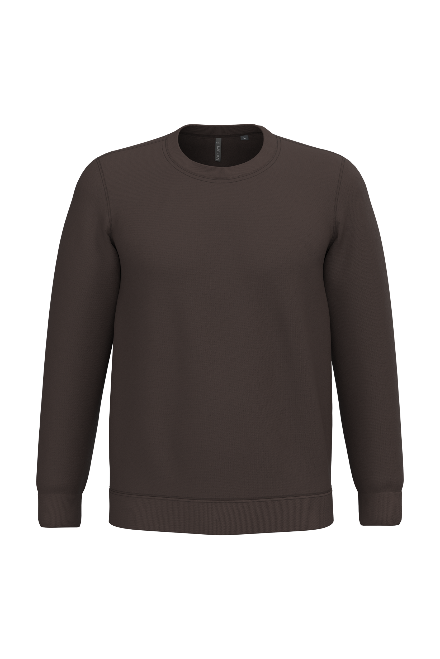 Sweatshirt col rond unisexe personnalisable — coloris Chocolate, vue de face