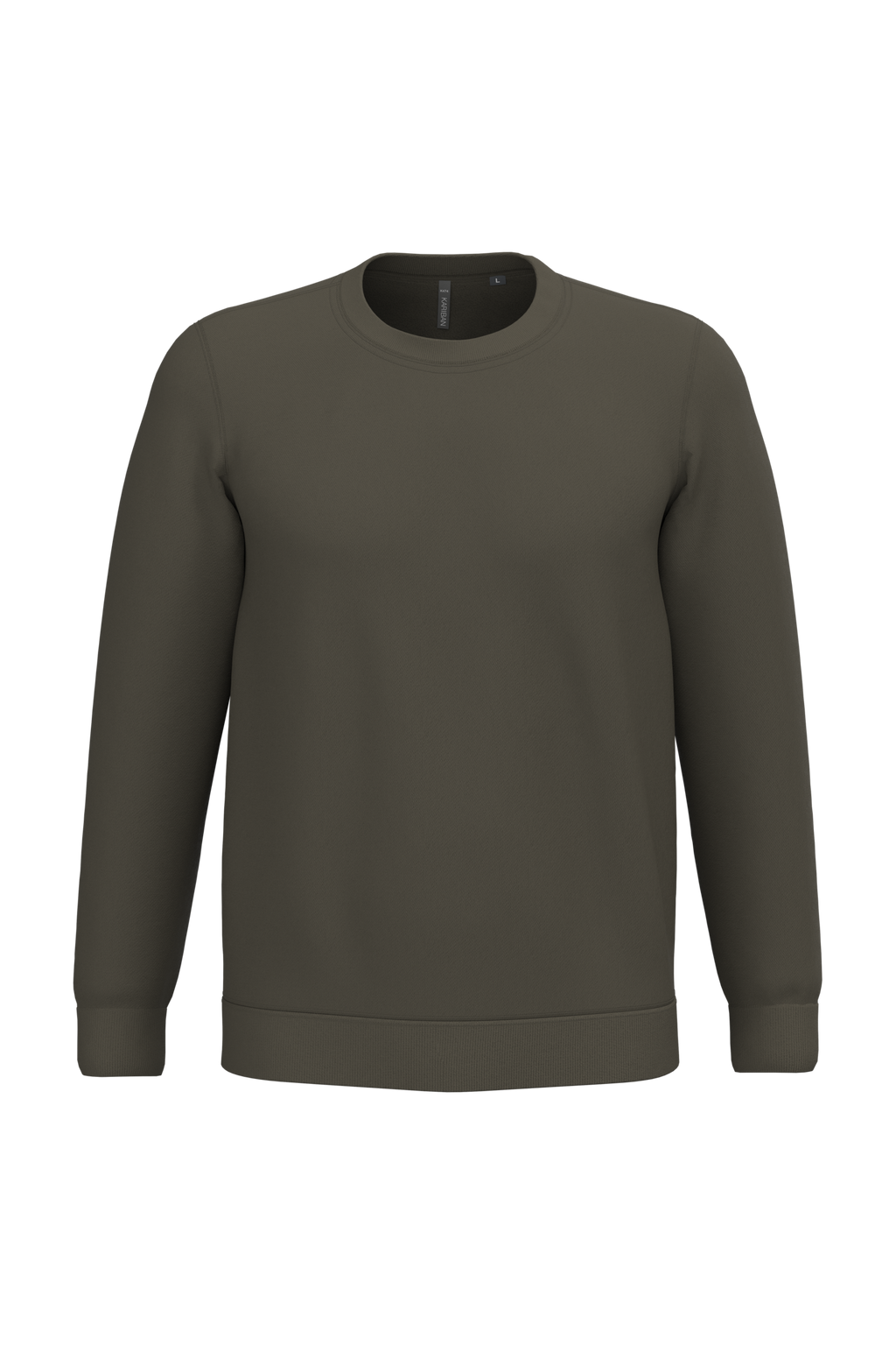Sweatshirt col rond unisexe personnalisable — coloris Dark Khaki, vue de face