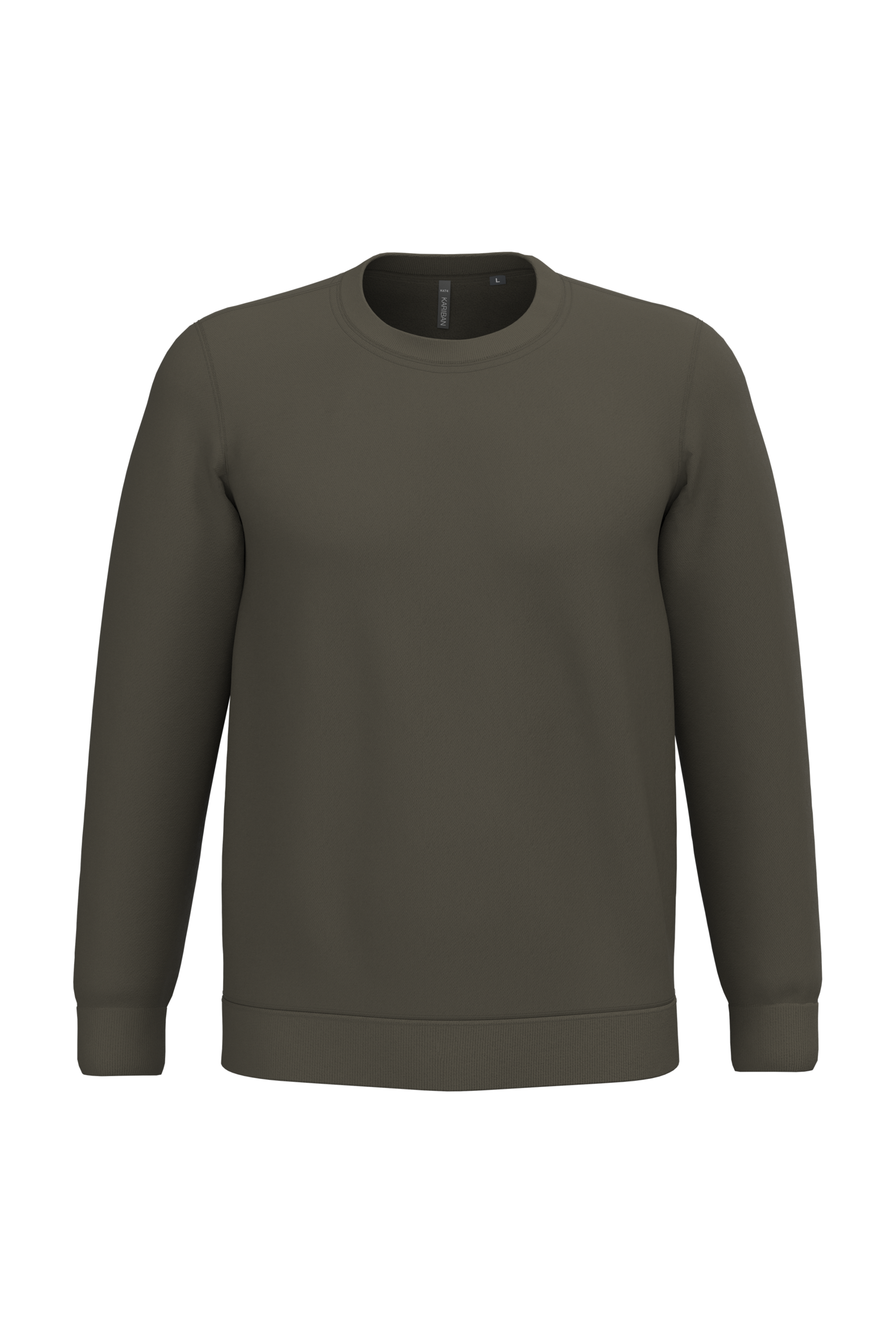Sweatshirt col rond unisexe personnalisable — coloris Dark Khaki, vue de face