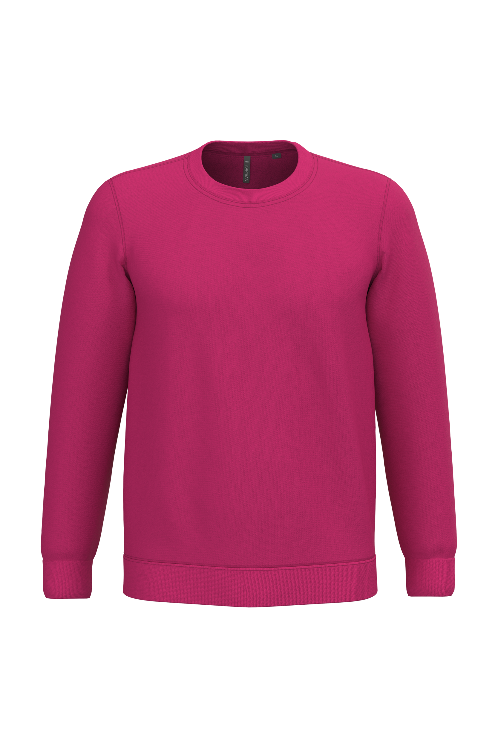 Sweatshirt col rond unisexe personnalisable — coloris Fuchsia, vue de face
