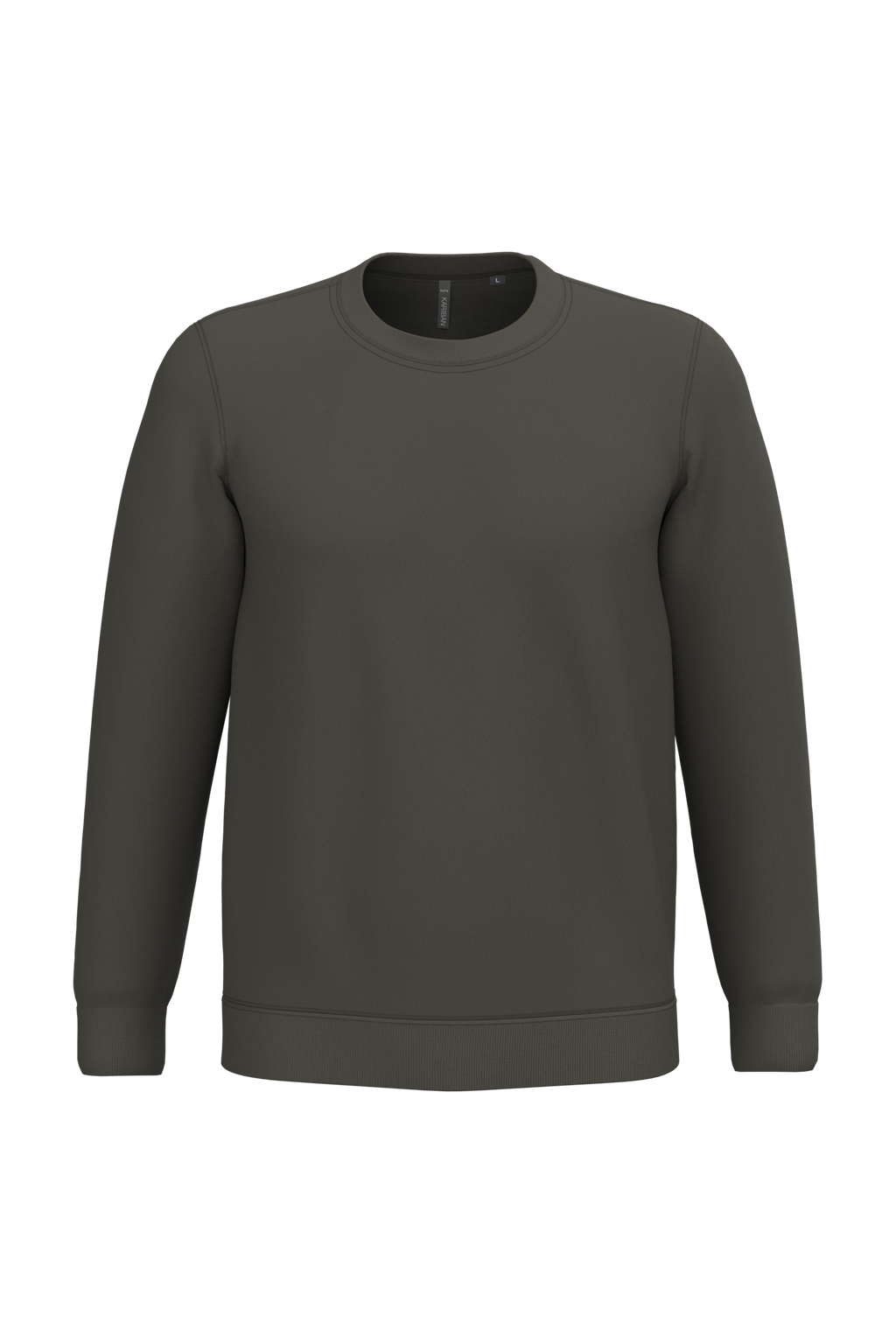 Sweatshirt col rond unisexe personnalisable — coloris Green Olive, vue de face