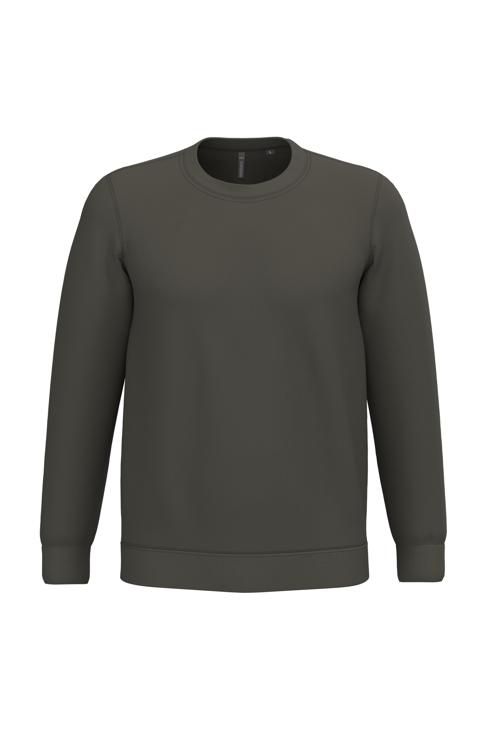 Sweatshirt col rond unisexe personnalisable — coloris Green Olive, vue de face