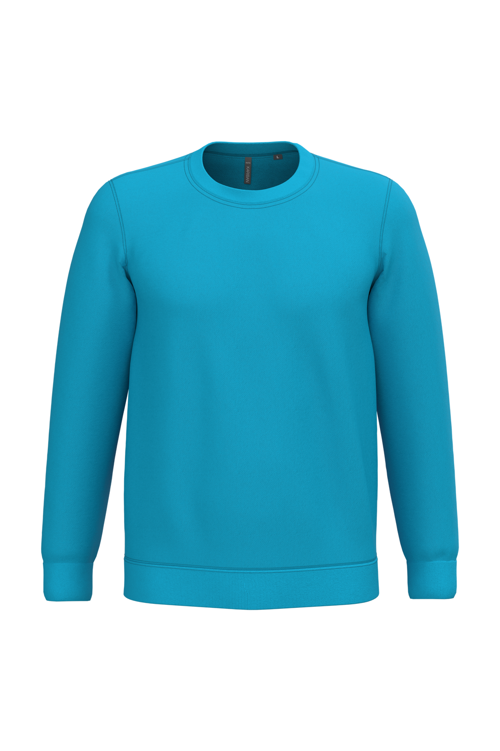 Sweatshirt col rond unisexe personnalisable — coloris Hawaii Blue, vue de face