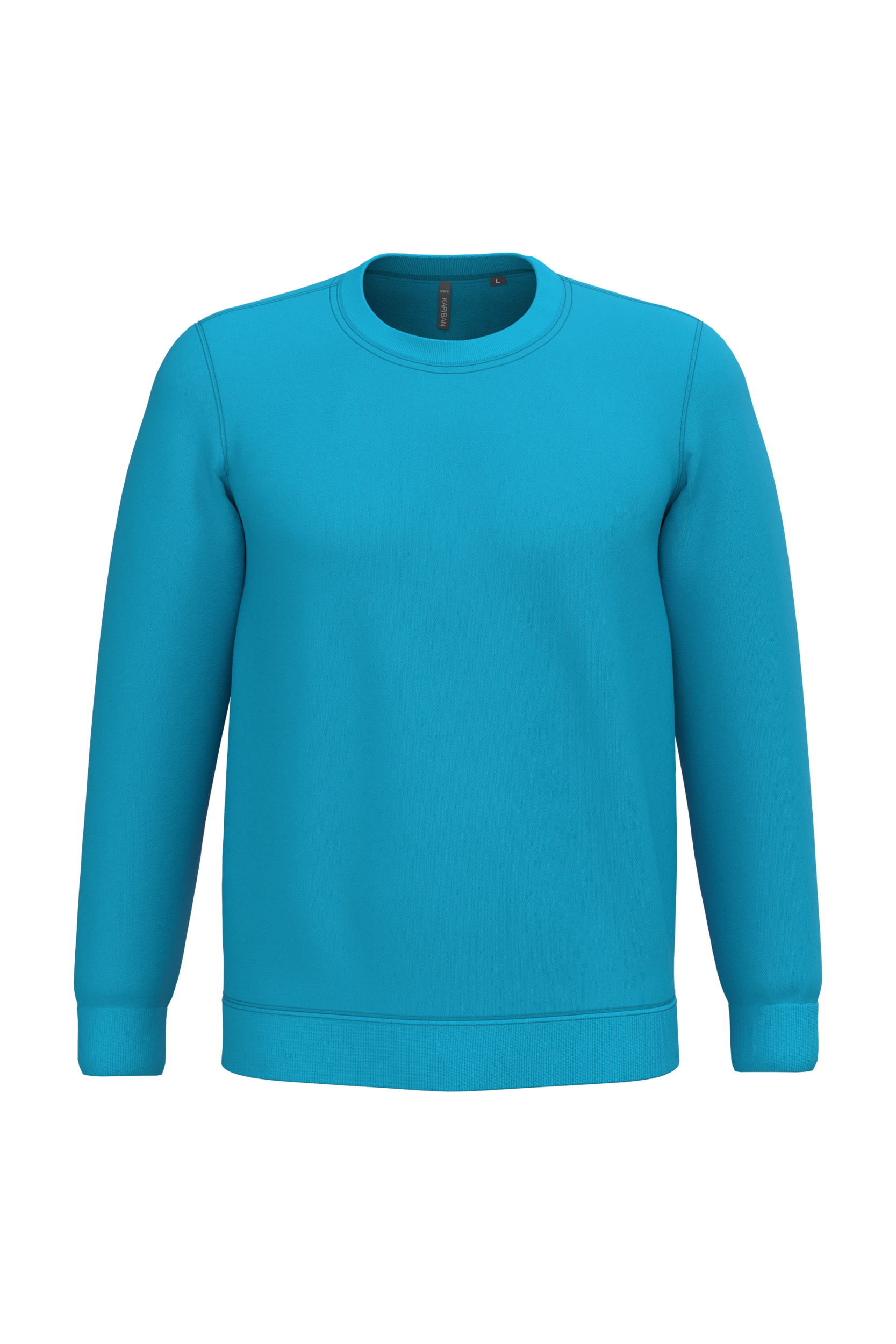 Sweatshirt col rond unisexe personnalisable — coloris Hawaii Blue, vue de face