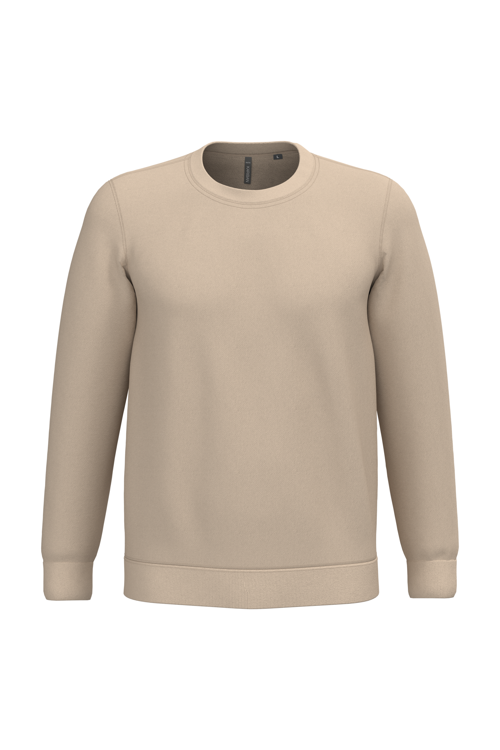 Sweatshirt col rond unisexe personnalisable — coloris Light Sand, vue de face