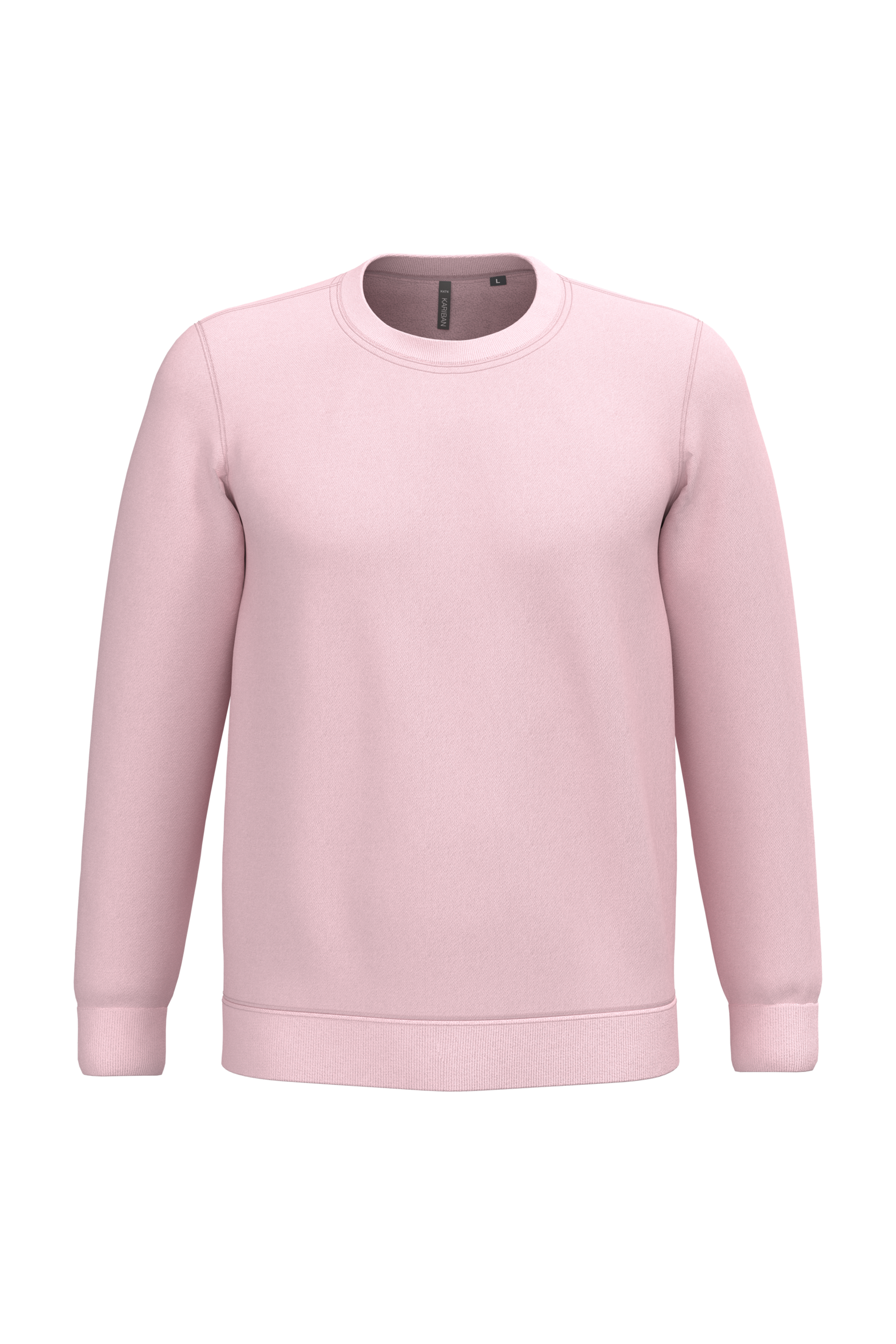 Sweatshirt col rond unisexe personnalisable — coloris Pale Pink, vue de face