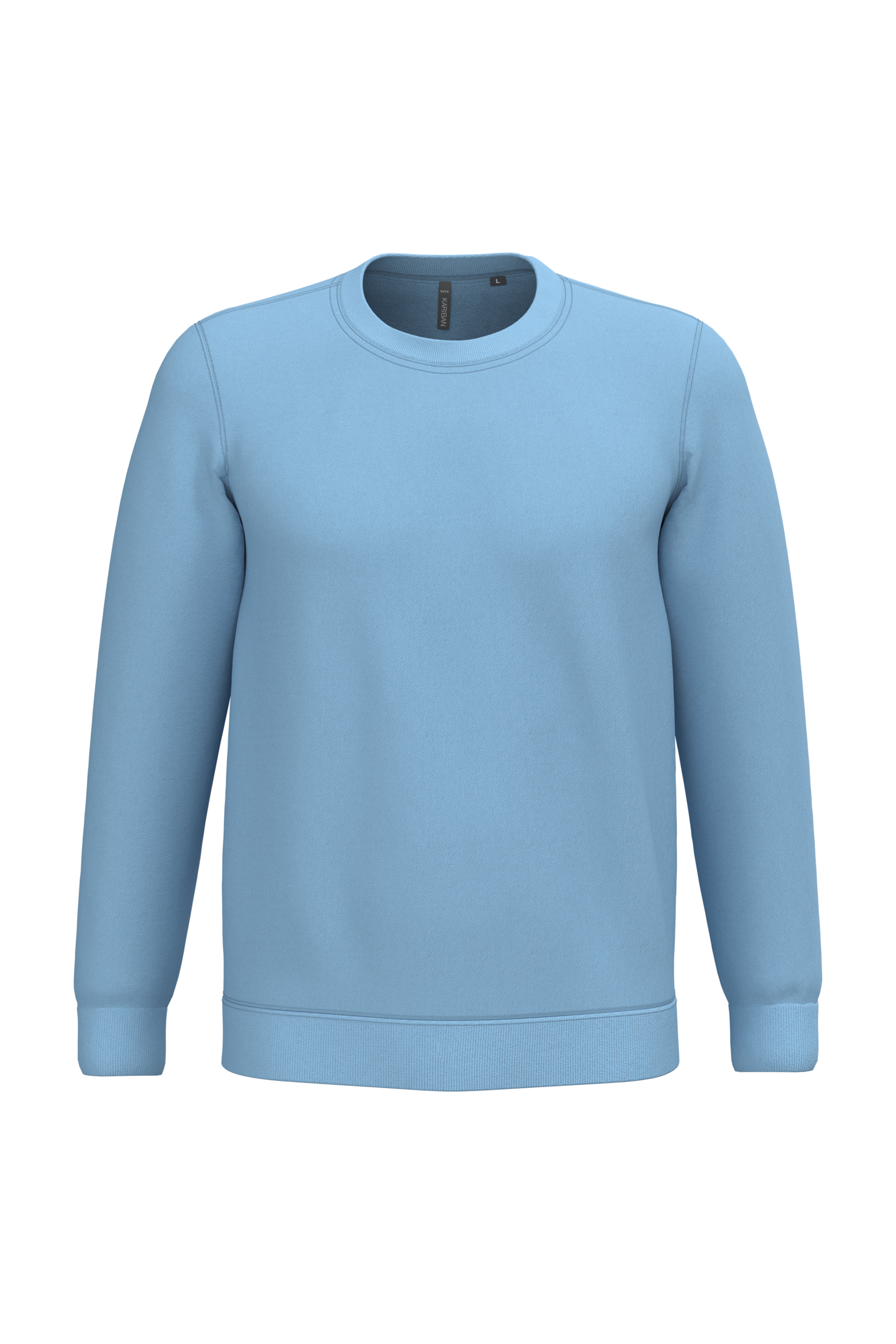 Sweatshirt col rond unisexe personnalisable — coloris Sky Blue, vue de face