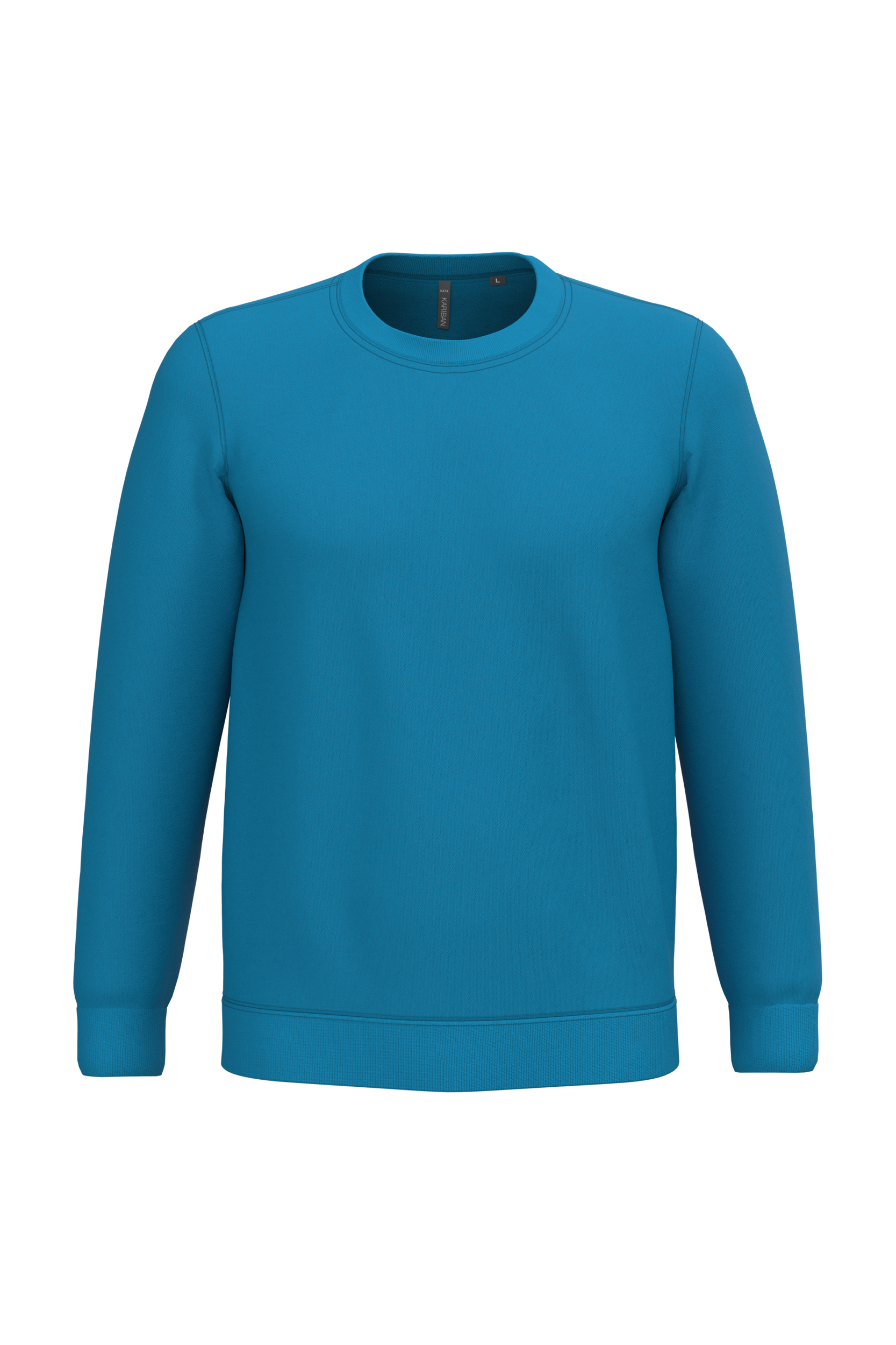 Sweatshirt col rond unisexe personnalisable — coloris Tropical Blue, vue de face