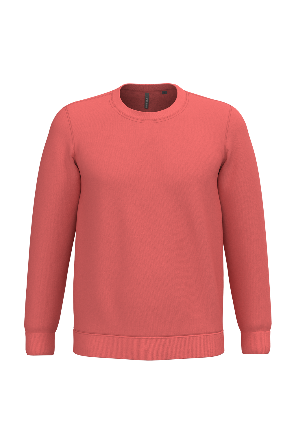 Sweatshirt col rond unisexe personnalisable — coloris True Coral, vue de face