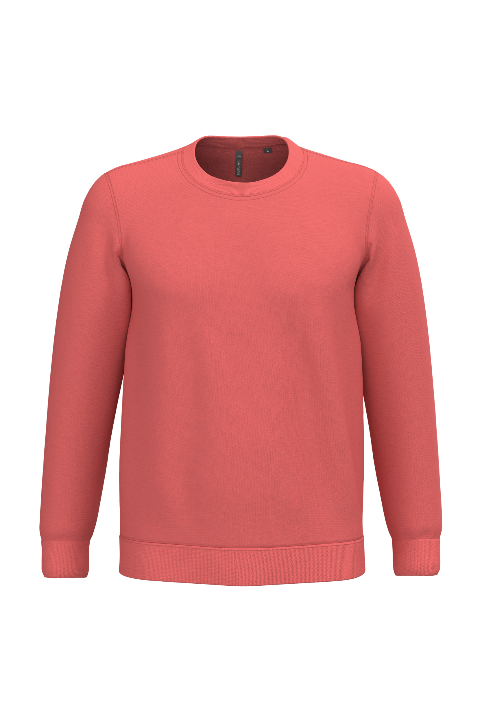 Sweatshirt col rond unisexe personnalisable — coloris True Coral, vue de face