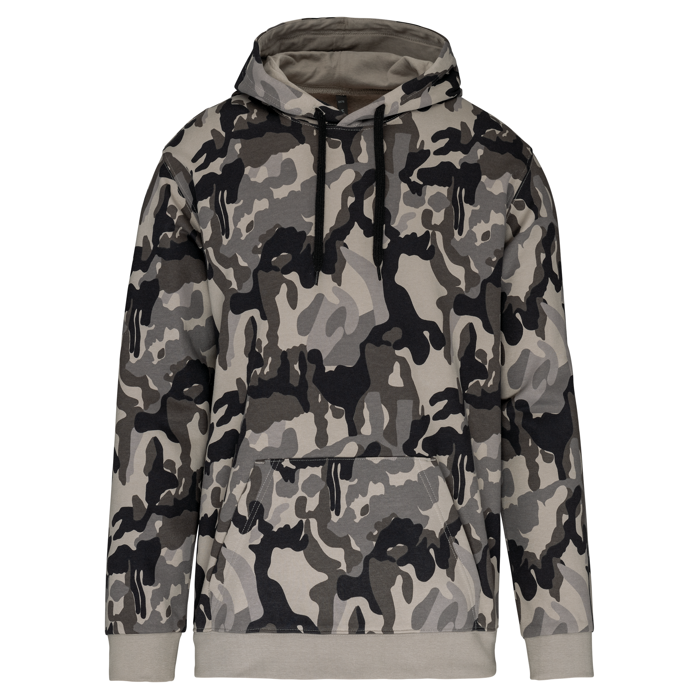 Sweat a capuche homme personnalisable - coloris Grey Camouflage - face