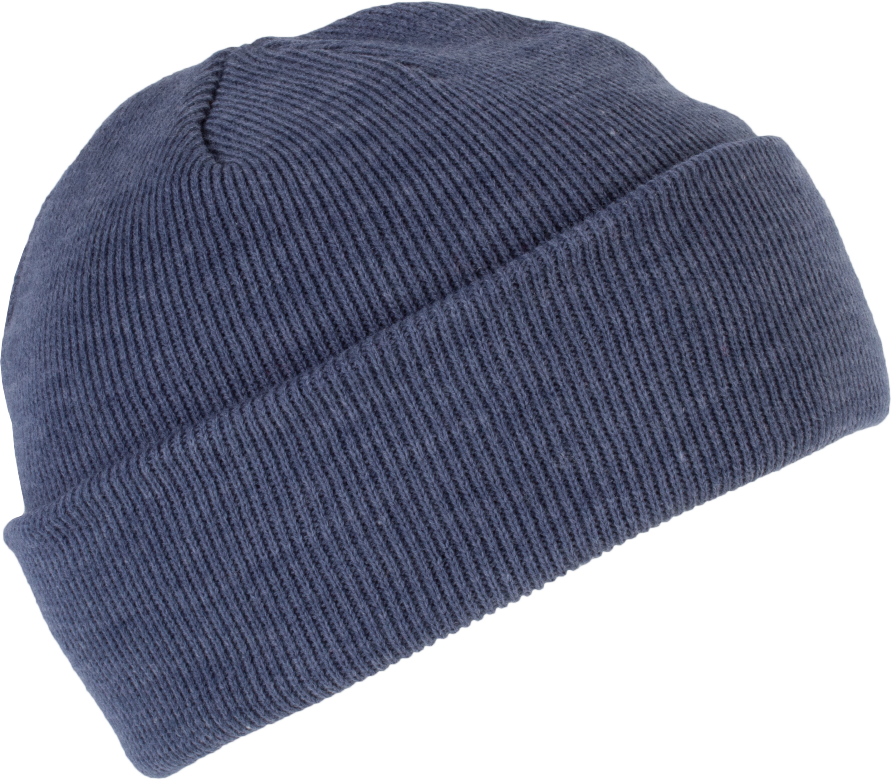Bonnet tricoté bleu chiné, vue de face