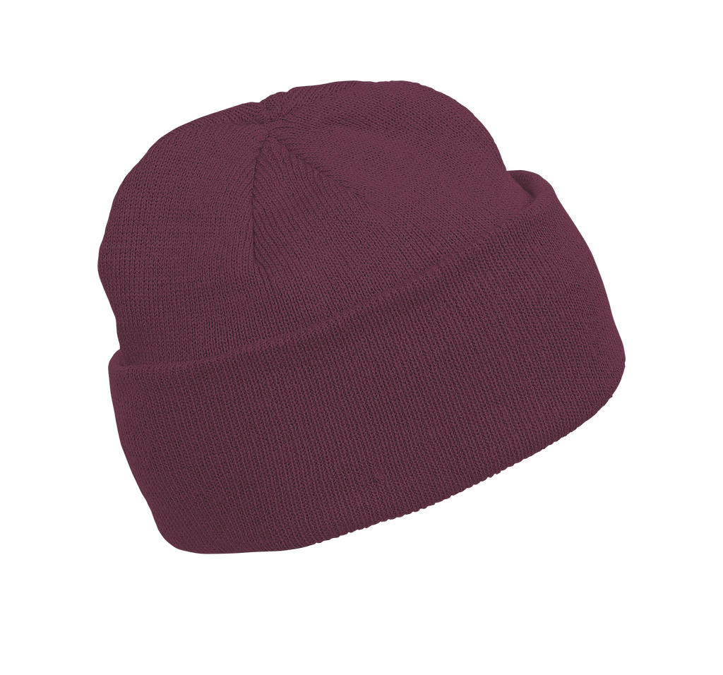 Bonnet tricoté bordeaux, vue de face