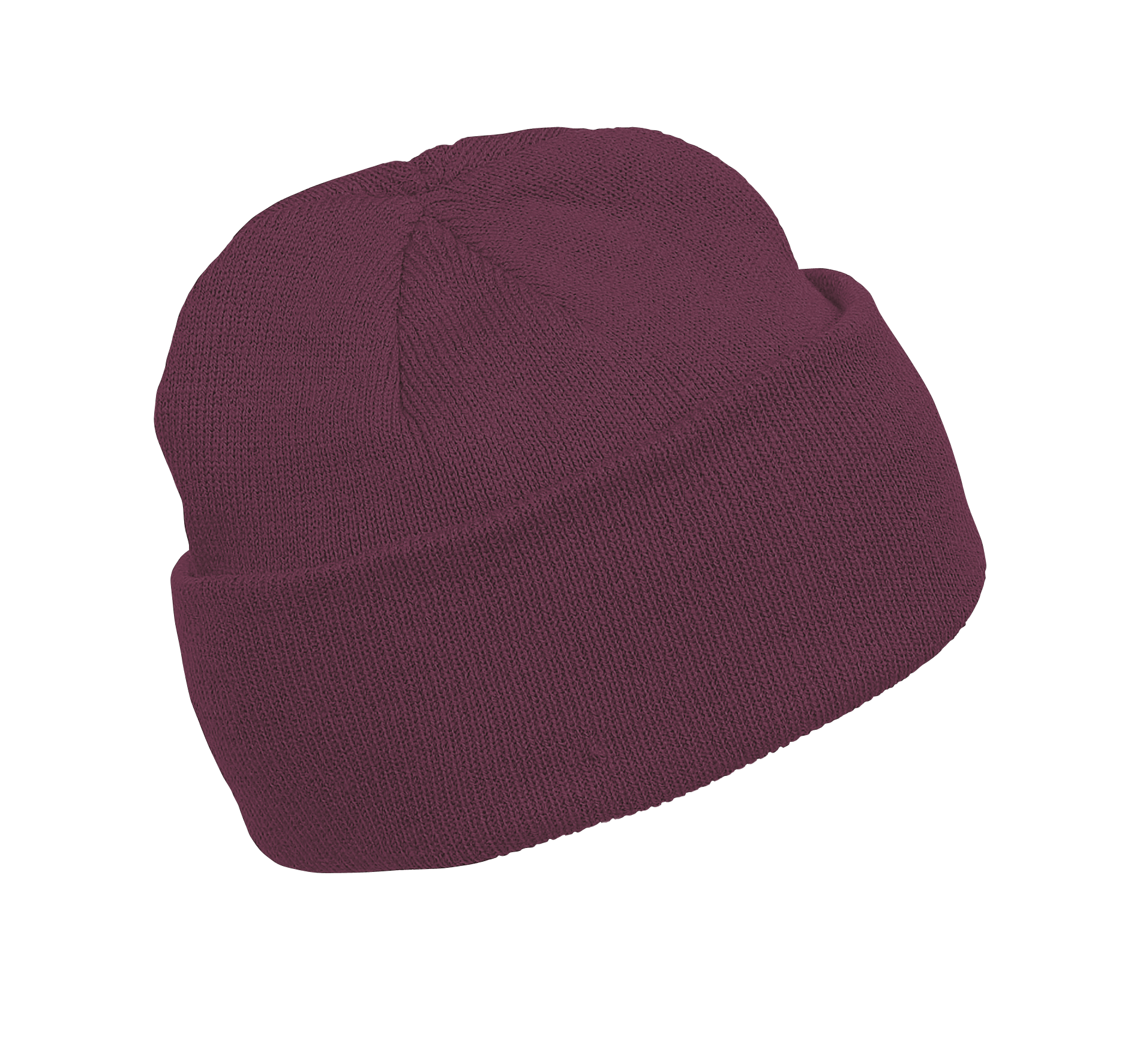 Bonnet tricoté bordeaux, vue de face